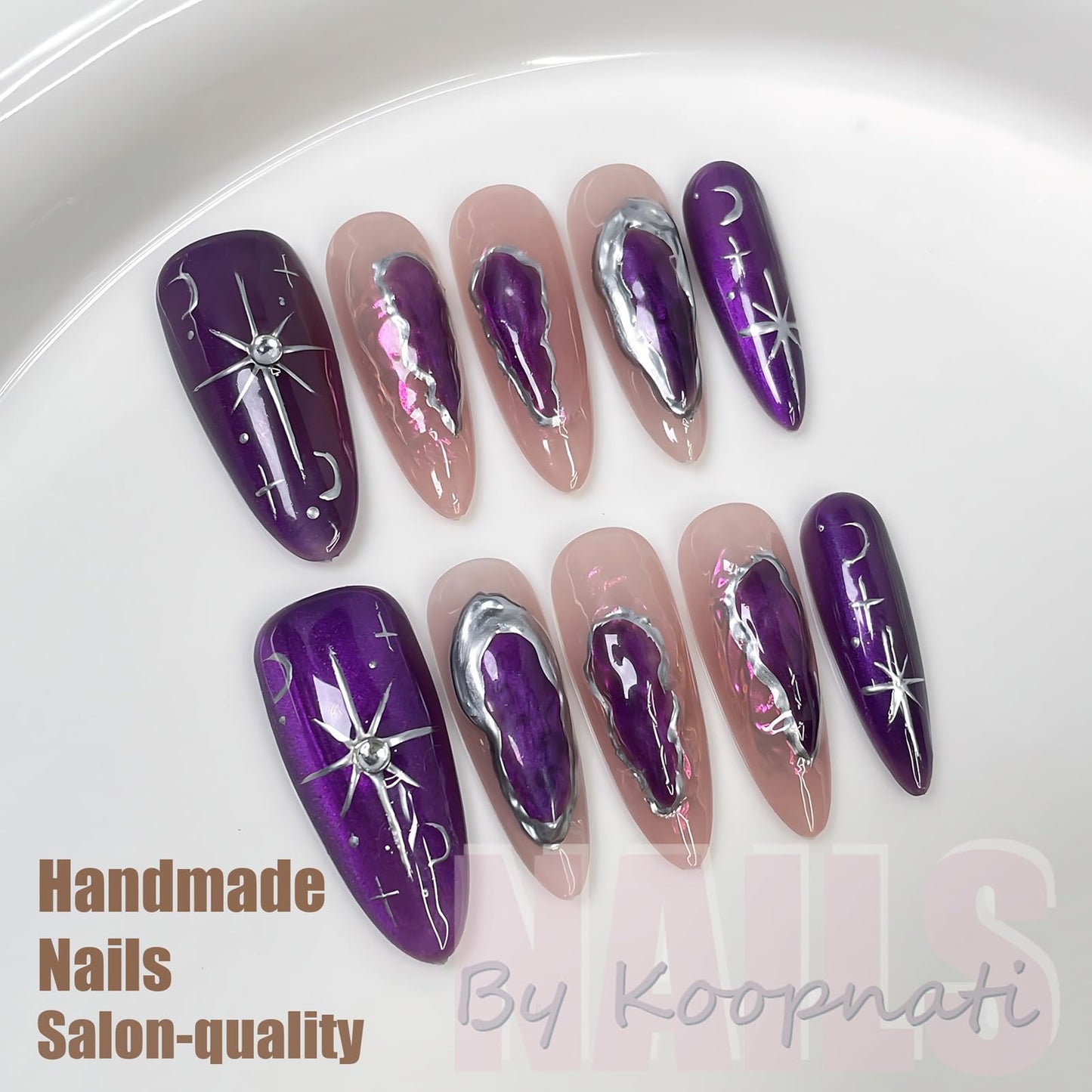 Handmade Press On Nails Short Almond White Homemade Press On Nails French Tip With 3D Design Fake Nail Art For Women M