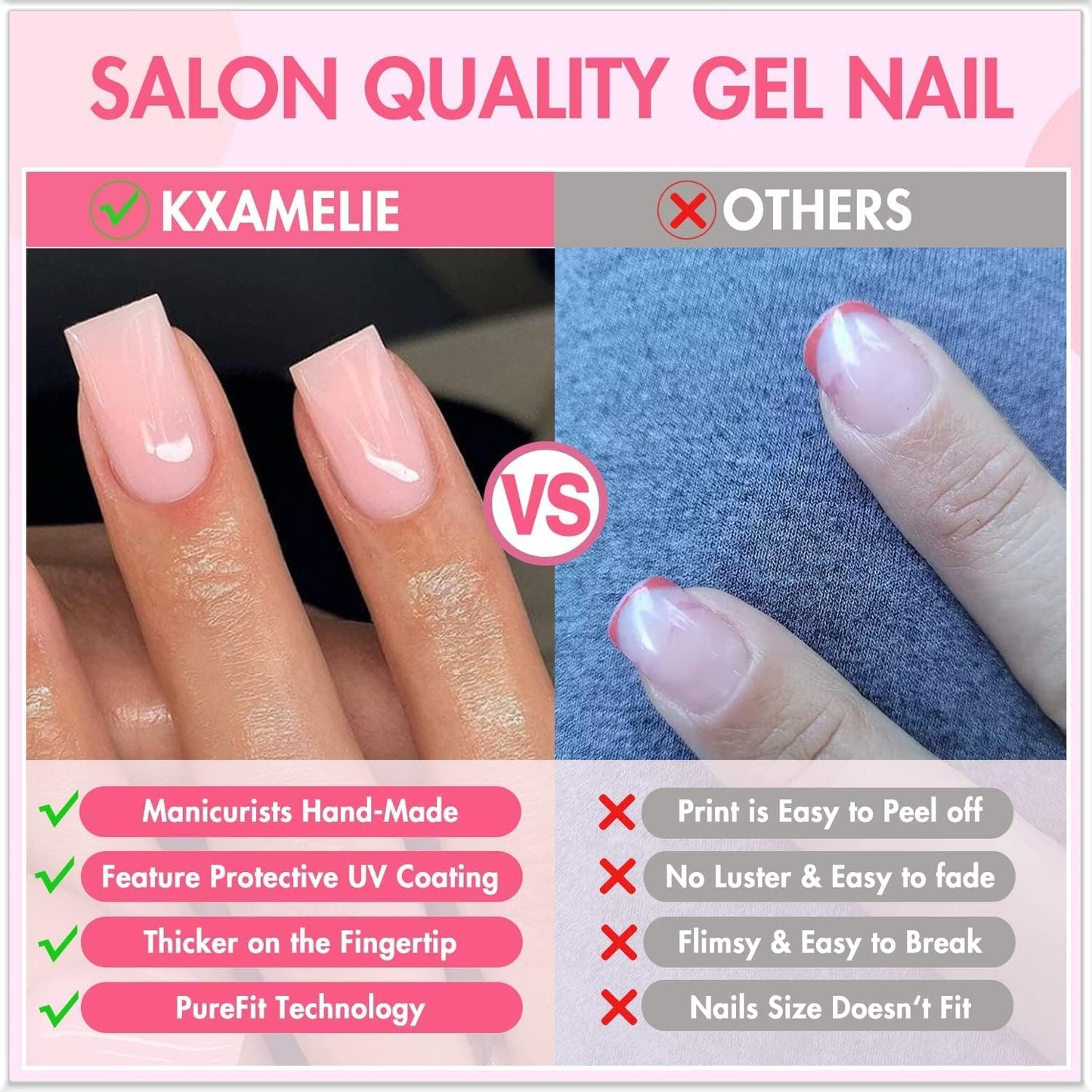 Plum Press On Nails Short Square, Natural Fuchsia Gel Nails Glue on Fall Colors 2025 Trendy Acrylic Nails Press ons Featured Protective Coat Thick Reusable Fake Nails 24Pcs Short Coffin Nails