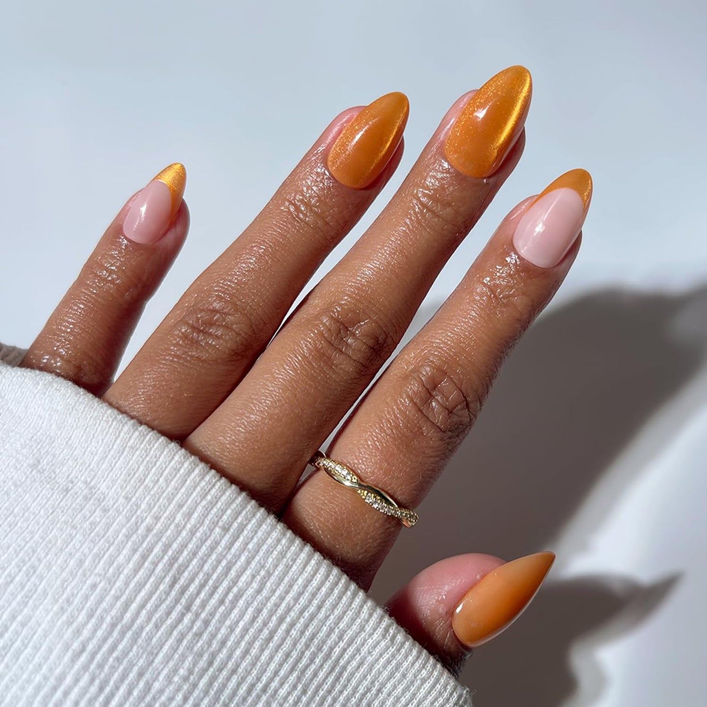 Glamnetic Short Almond Press-On Nails Bundle - Sunbaked, Sunset Tide, Orange Pop & Midnight Teal | Tropical Nails, 3D Nail Art, French Tips, and Salon-Quality Nail Finishes