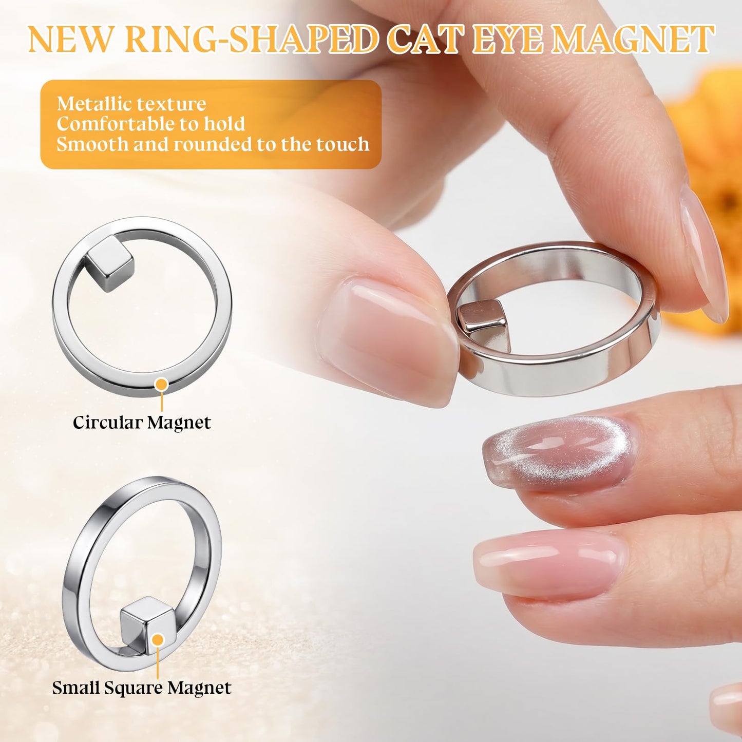 TOSHOW Ring-Shaped Cat Eye Magnet for Nails, 2026 New 3-in-1 Hollow Circular Magnet Tool with Wide Beam & French Design, Portable Y & Ring Magnet Set for Home DIY, Beginners & Nail Artists (1 Set)