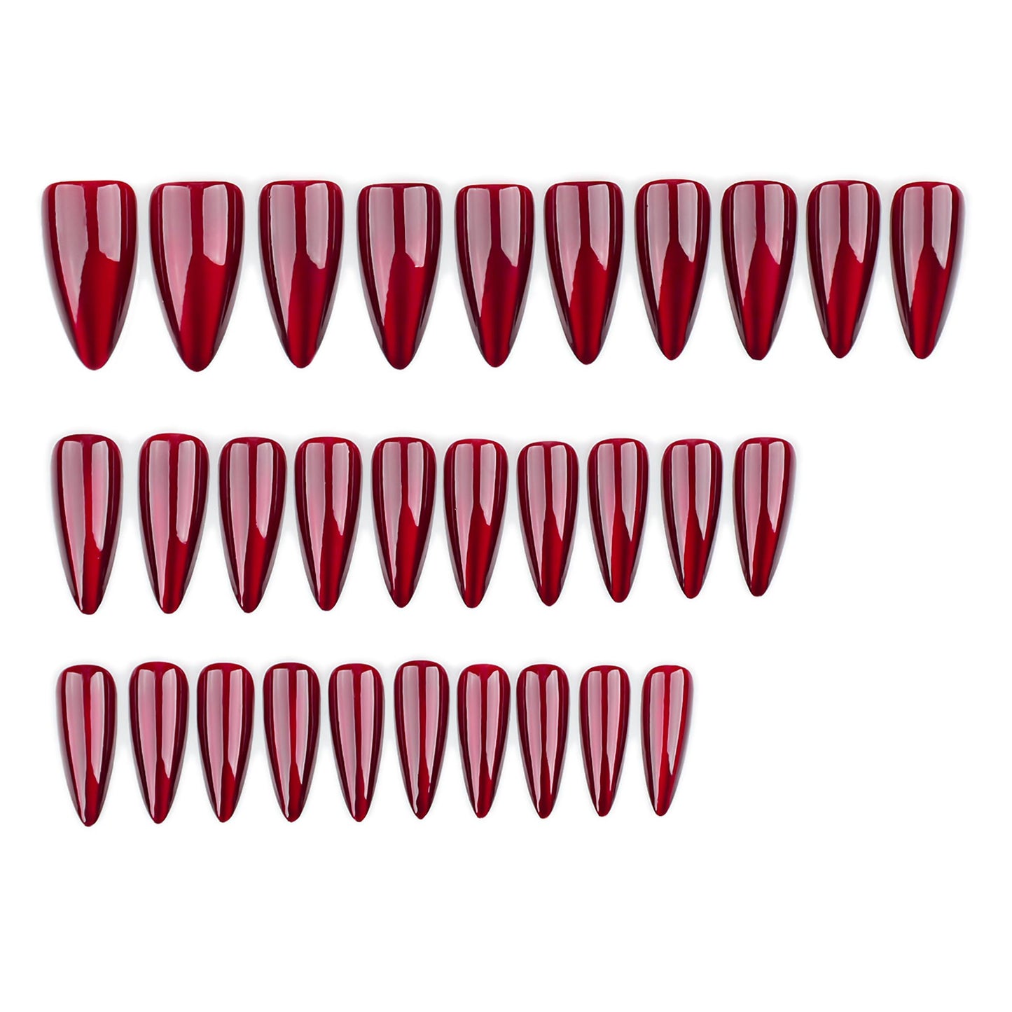 LTXHZYYL Red Cat Eye Press on Nails, 24 Pcs Dark Red Medium Almond Fake Nails Kit, Reusable Christmas Artificial Acrylic Nails for Women Girls Holiday Party Gifts