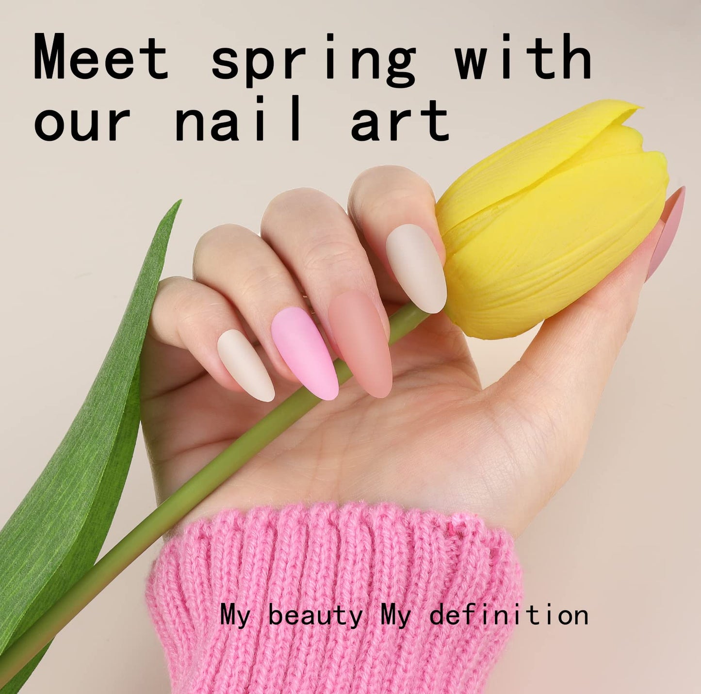 FANDAMEI Press on Nails Almond Matte, 24 Colors 576PCS Press on Nails Medium Almond Matte, Acrylic Medium Fake Nails Full Cover, Natural Press on Nail, False Nails with Nail Glue