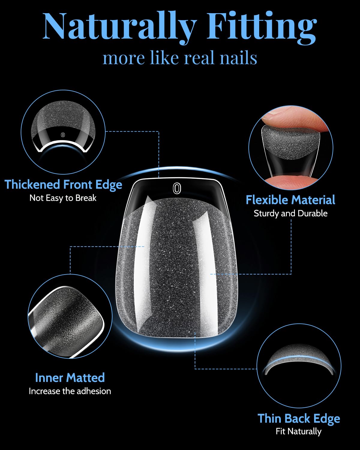 MORGLES Short Coffin Nail Tips, 240Pcs Pre-Shaped Soft Gel Acrylic Nails, Half Matte Ballerina Full Cover Tips for Salon & DIY Press on Manicure & Nail Extension