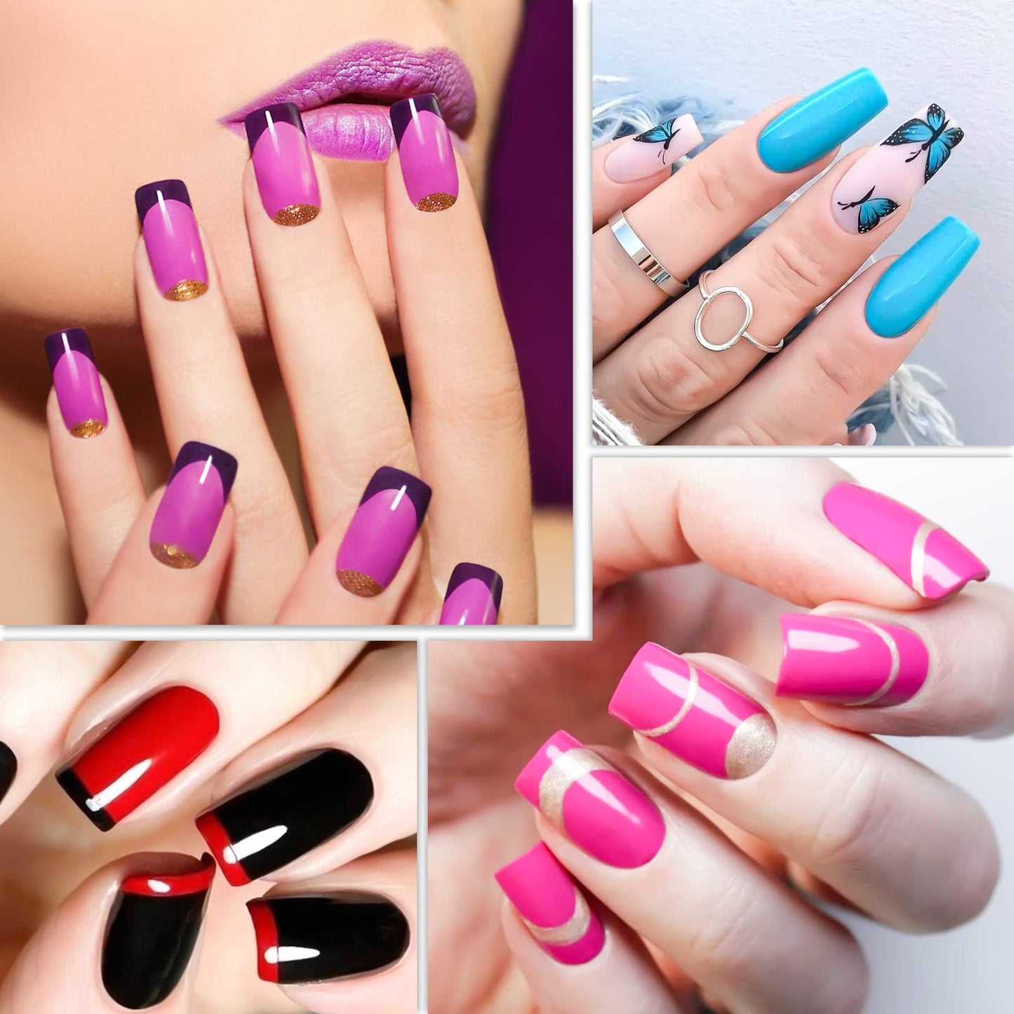 500PCS Clear False Nails Tips and 500PCS Stiletto Nail Tips with Box for Halloween Nail Salon and Home DIY