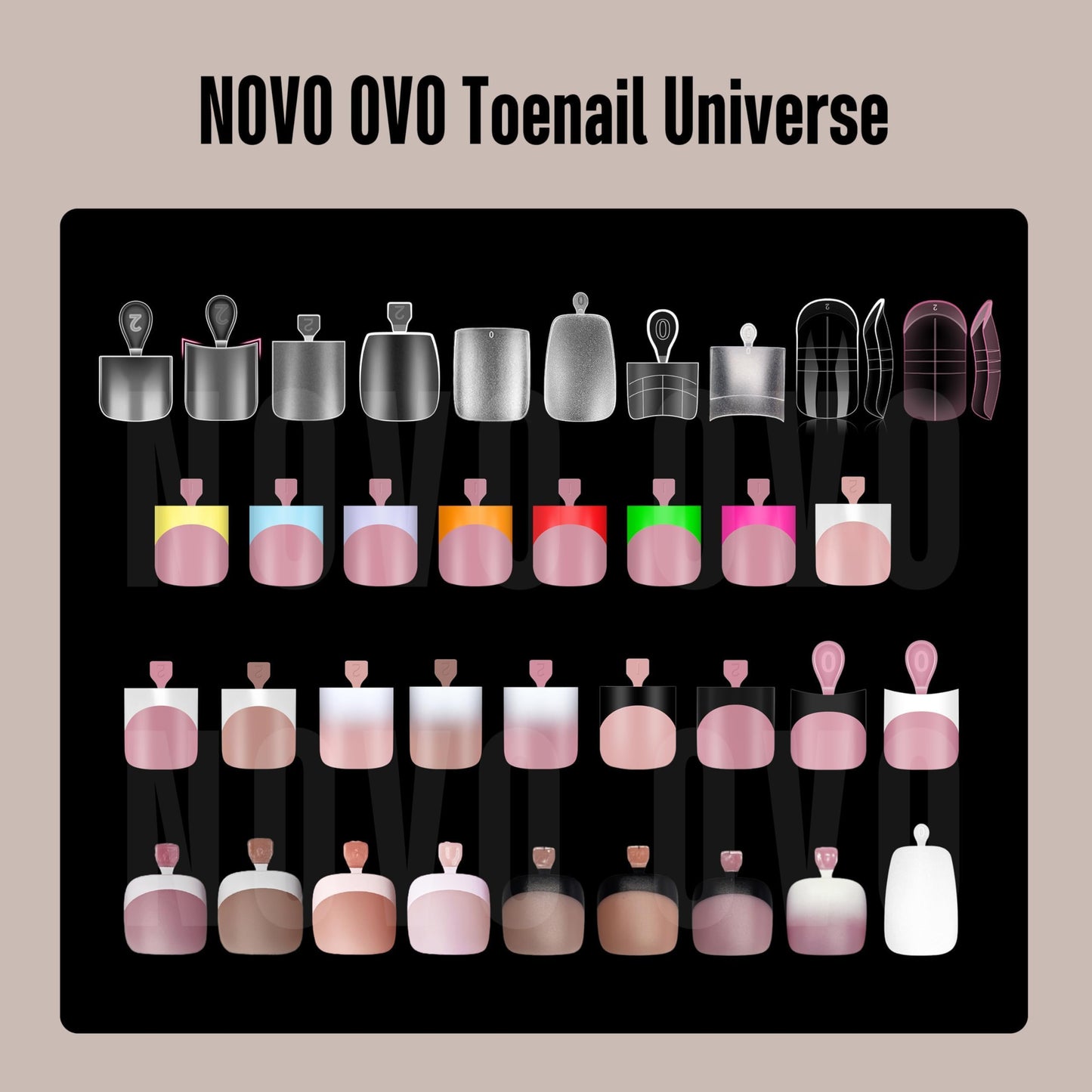 NOVO OVO Sharp Square Toe Nail Tips Press on Full cover, Soft Gel False Toenail Extension Kit, Pre-etched Clear Double Matte Fake Longtoes Claw for Salon DIY Acrylic Pedicure x 15 Sizes 240 Pcs