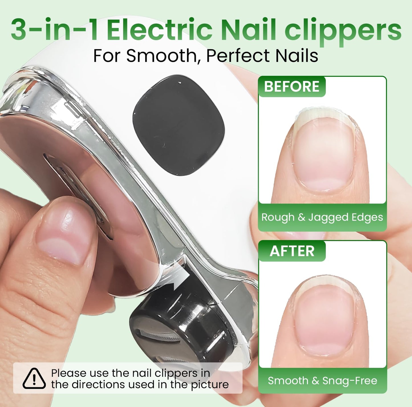 ESUOHYM Upgraded 3-in-1 Electric Nail Clipper with Collector & LED Light, Automatic Electric Fingernail Clippers for Women Man, Nail File Nail Trimmer for Baby Kids Adults Senior