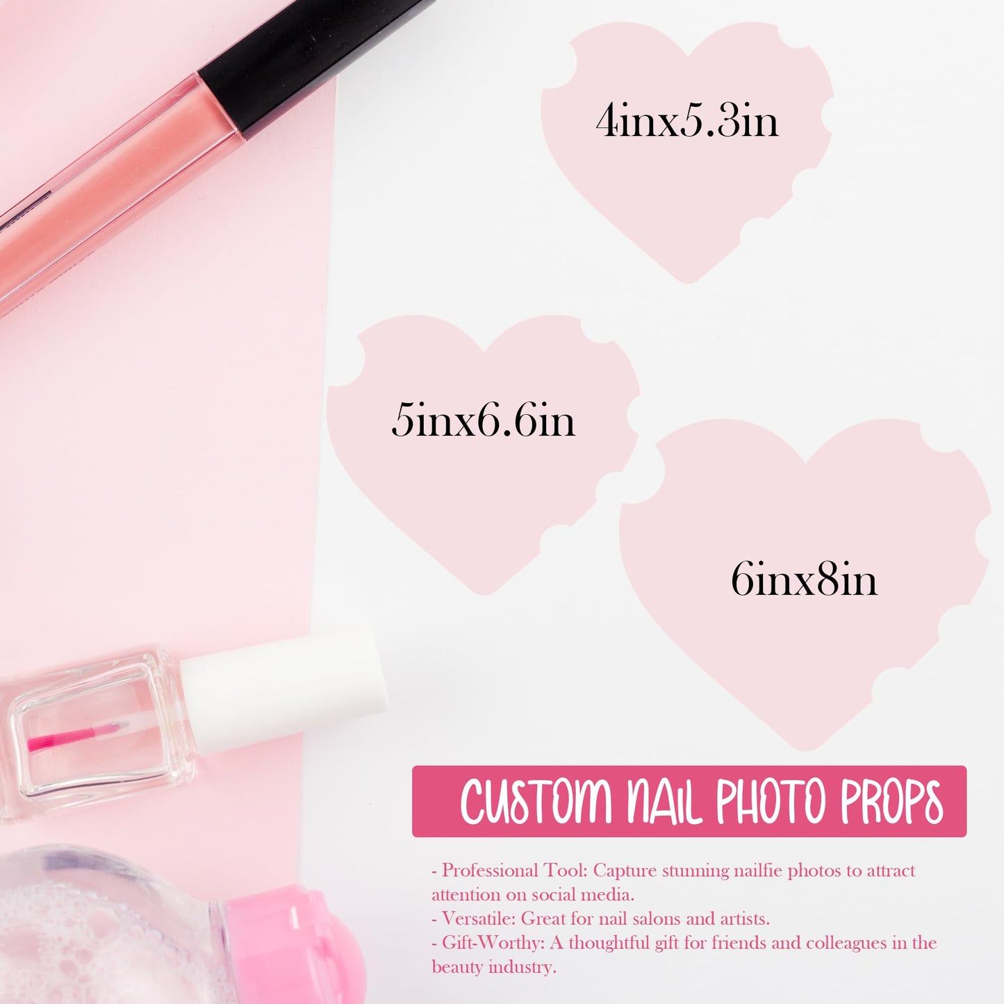 Jasilon Custom Nail Photo Props, Acrylic Nail Picture Props Personalized Logo Nail Tech Decor Plate Nailfie Disk with Social Media Salon Nail Display Stand Nail Polish Display Gifts for Nail Artist