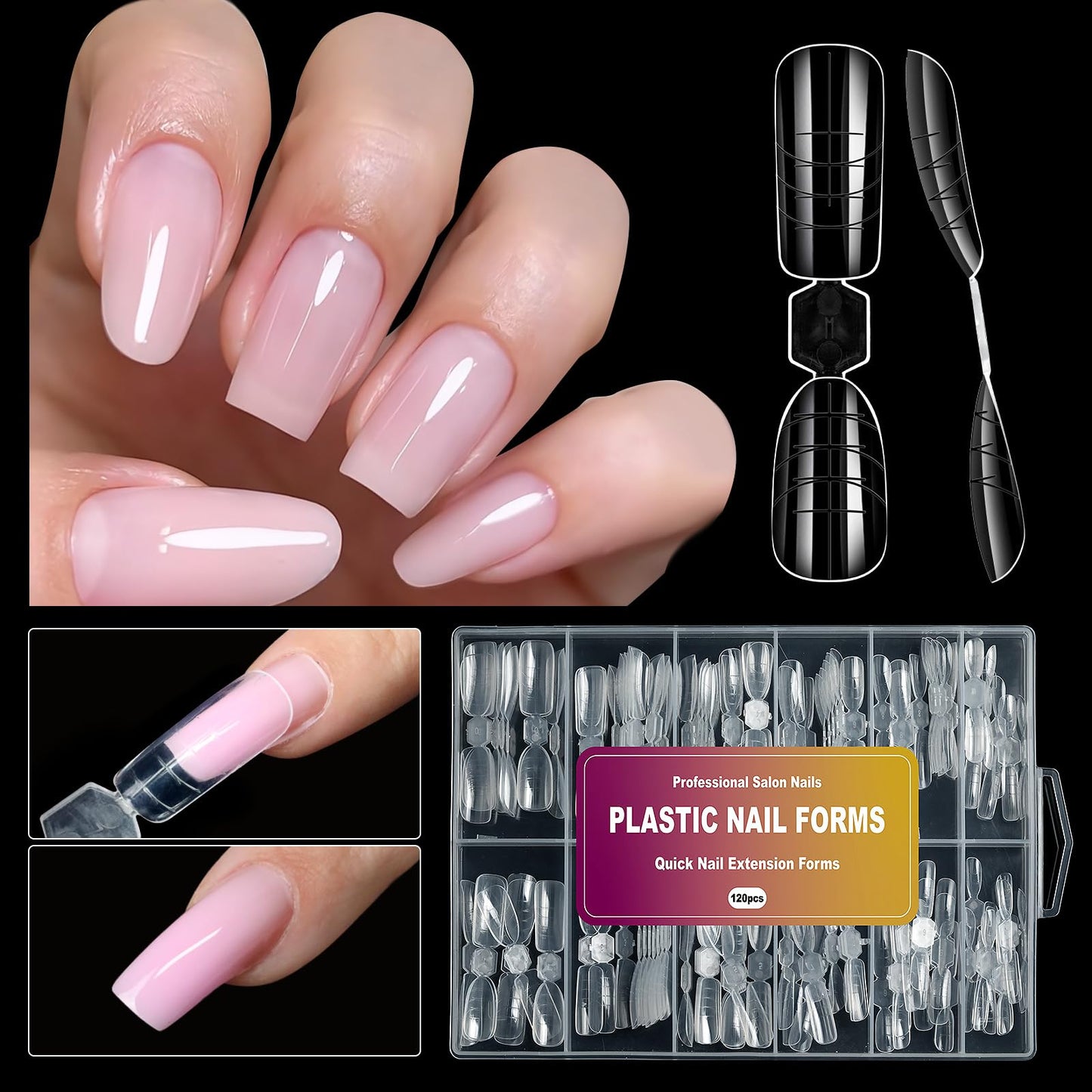 Molding Kit for Nail Extension and Enhancement - 120 Pieces in Box - Non-woven Band with Marking Lines