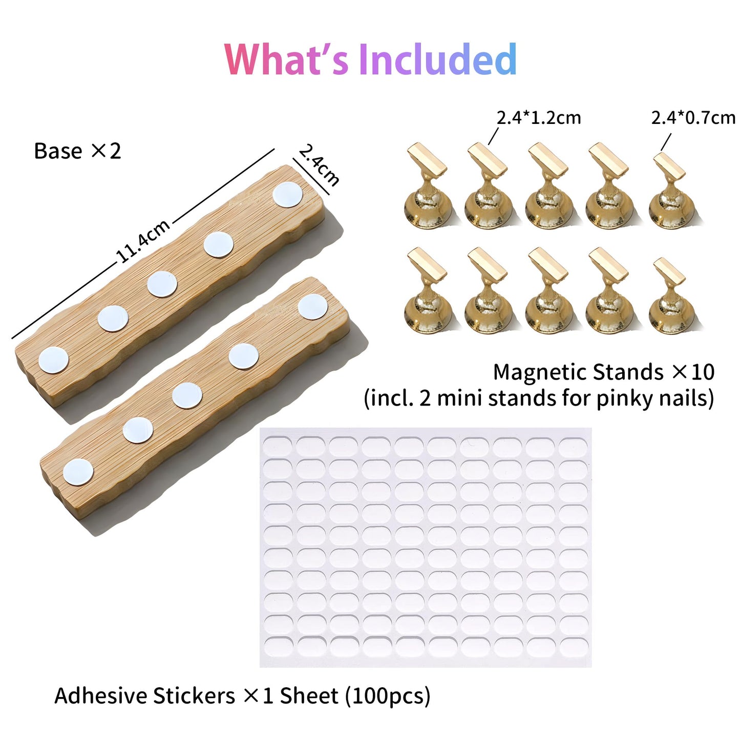 Sun&Beam Nails Magnetic Wooden Nail Tip Holders Stable Display Stand for Nail Art Practice (Natural Cut Base)