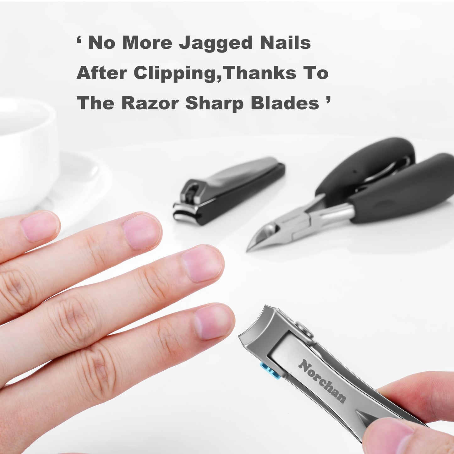NORCHAN Large Nail Clippers Set, 5-Piece Sharp Toenail and Fingernail Clippers with Nail File, Ideal for Men and Women (Premium, Big Size, Heavy-Duty Design)
