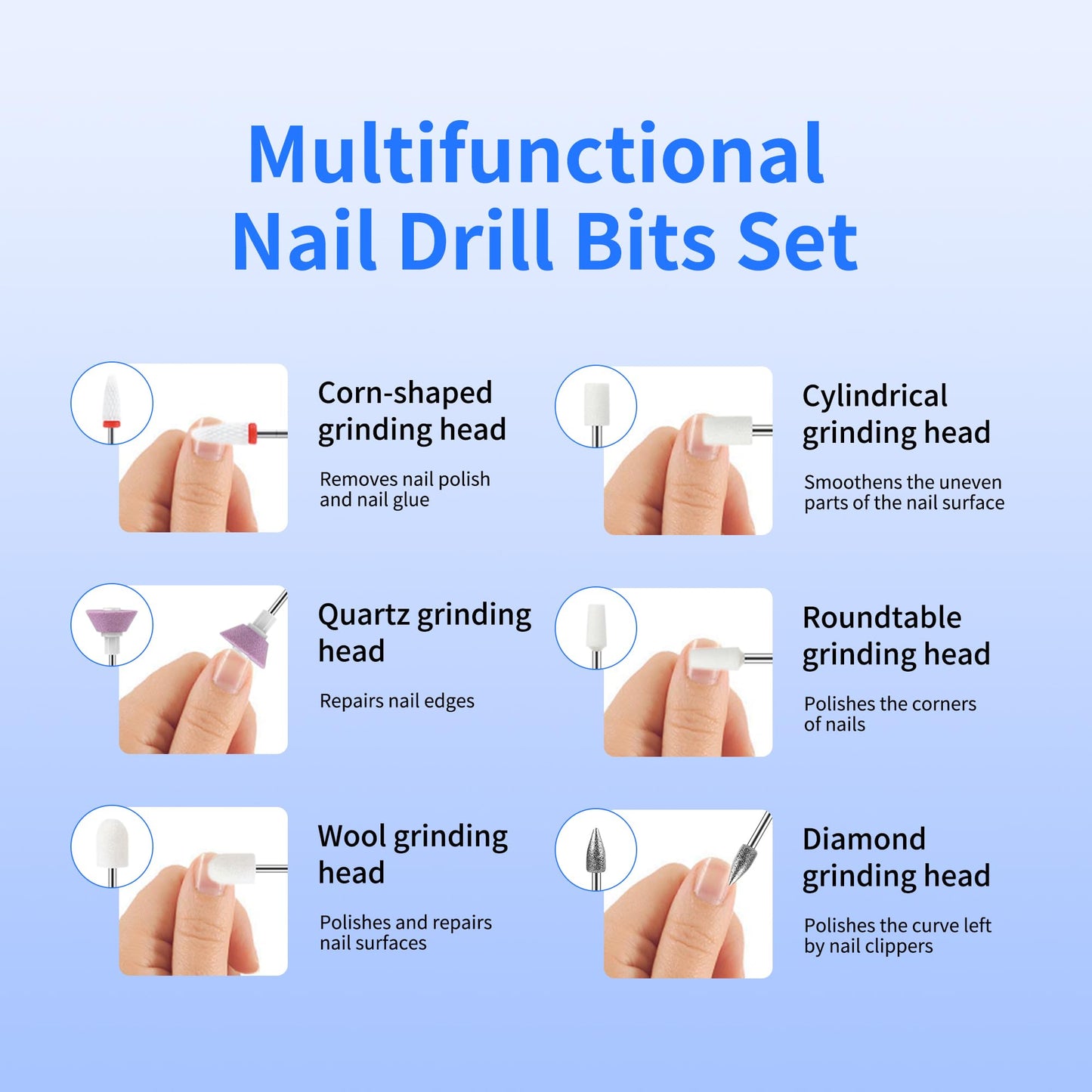 Electric Nail Drill Professional Electric Nail File Kit 11 in 1 Rechargeable Manicure Pedicure Tools Cordless Nail Drill with 3 Speeds Modes and LED Lighting for Acrylic Gel Dip Powder Nails(White)