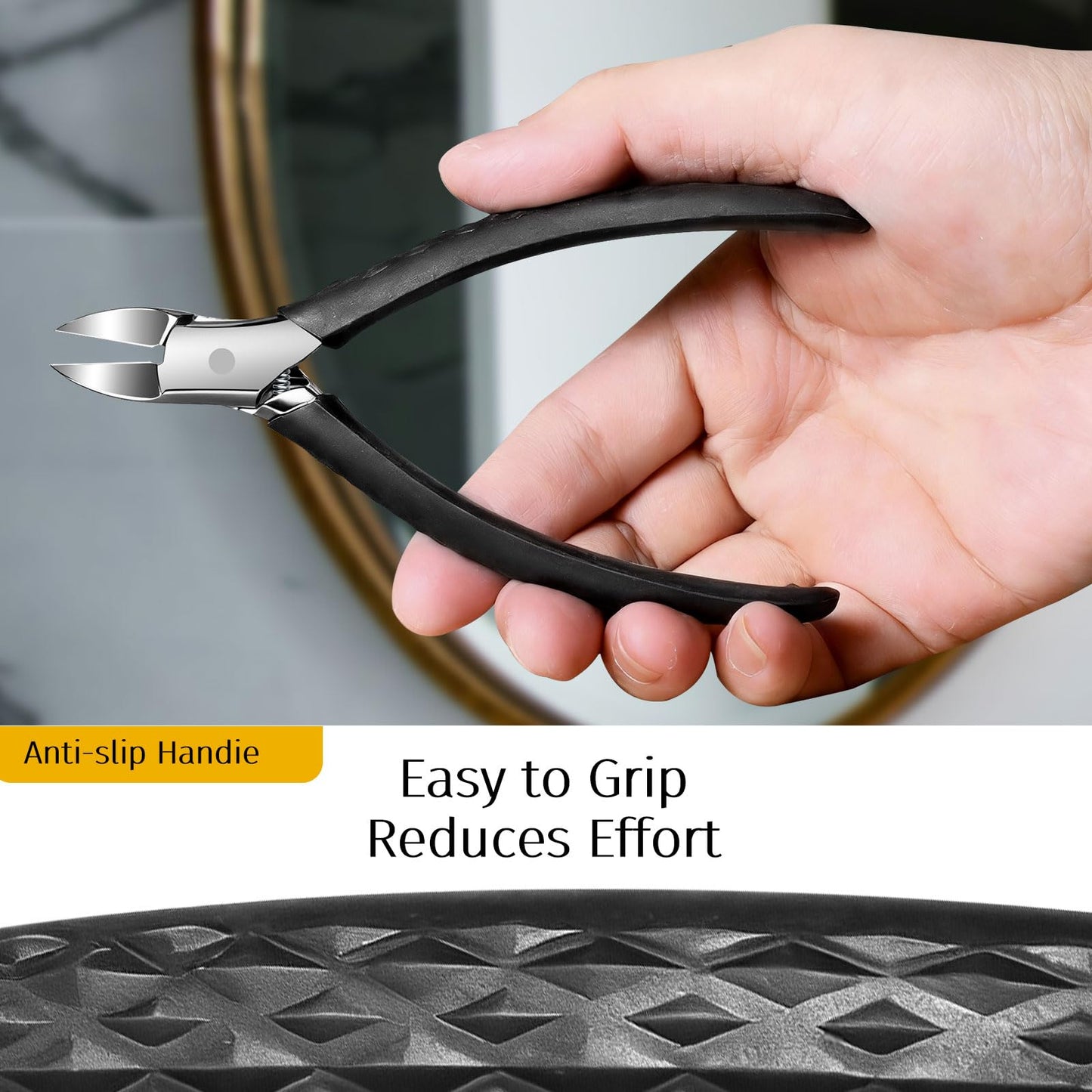 EBEWANLI Ingrown Toenail Clippers Kit - Heavy Duty Toe Nail Clipper for Ingrown Toenails and Thick Nails, Stainless Steel Nipper with Non-Slip Rubber Handle, with Lifter & File and Travel Bag