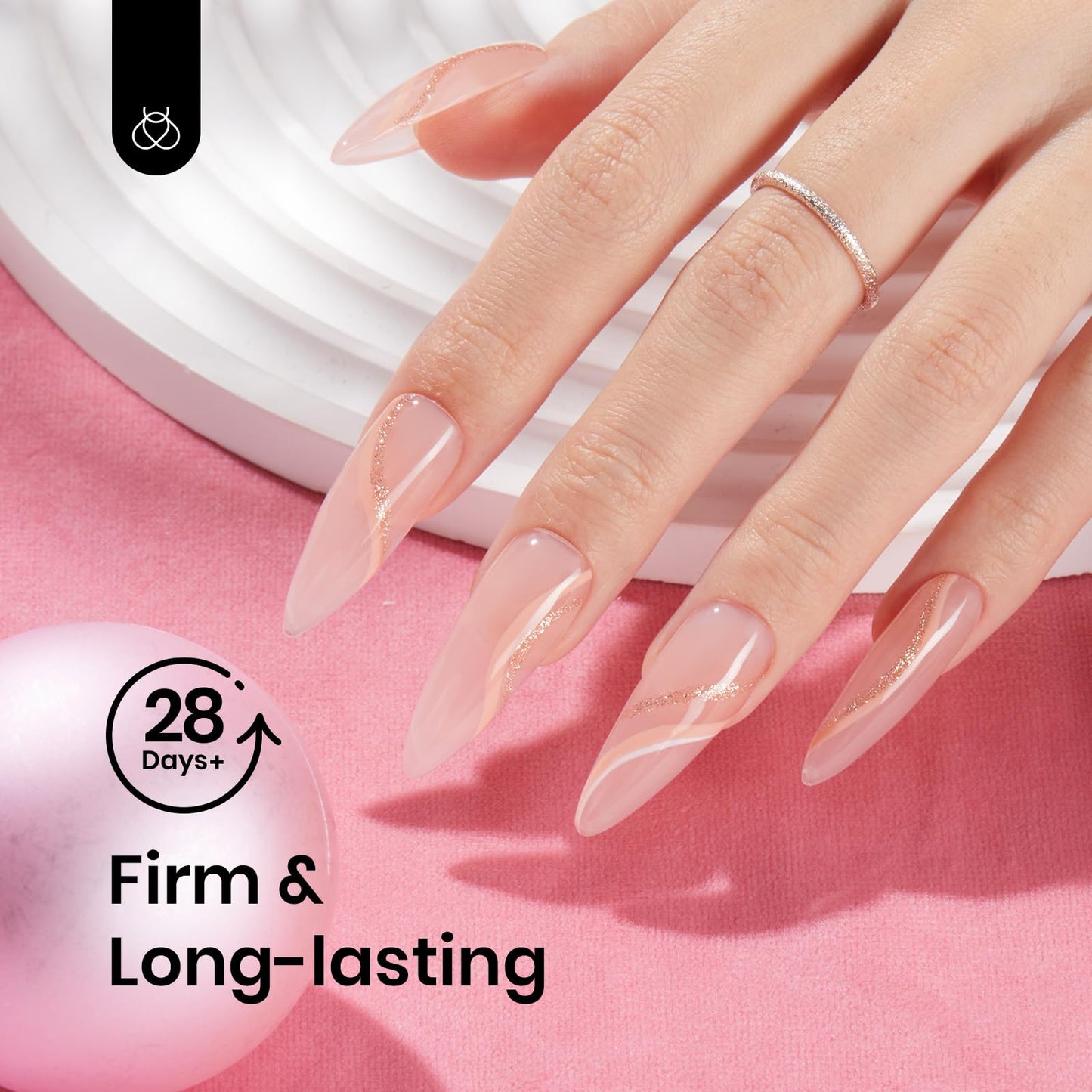 Beetles Poly Extension Gel Nail Kit, 4 Colors Milky White Nude Pink Neutral Poly Nail Gel Builder Hybrid Jelly Gel with Base&Top Coat Set DIY Nail Art Gift for Women
