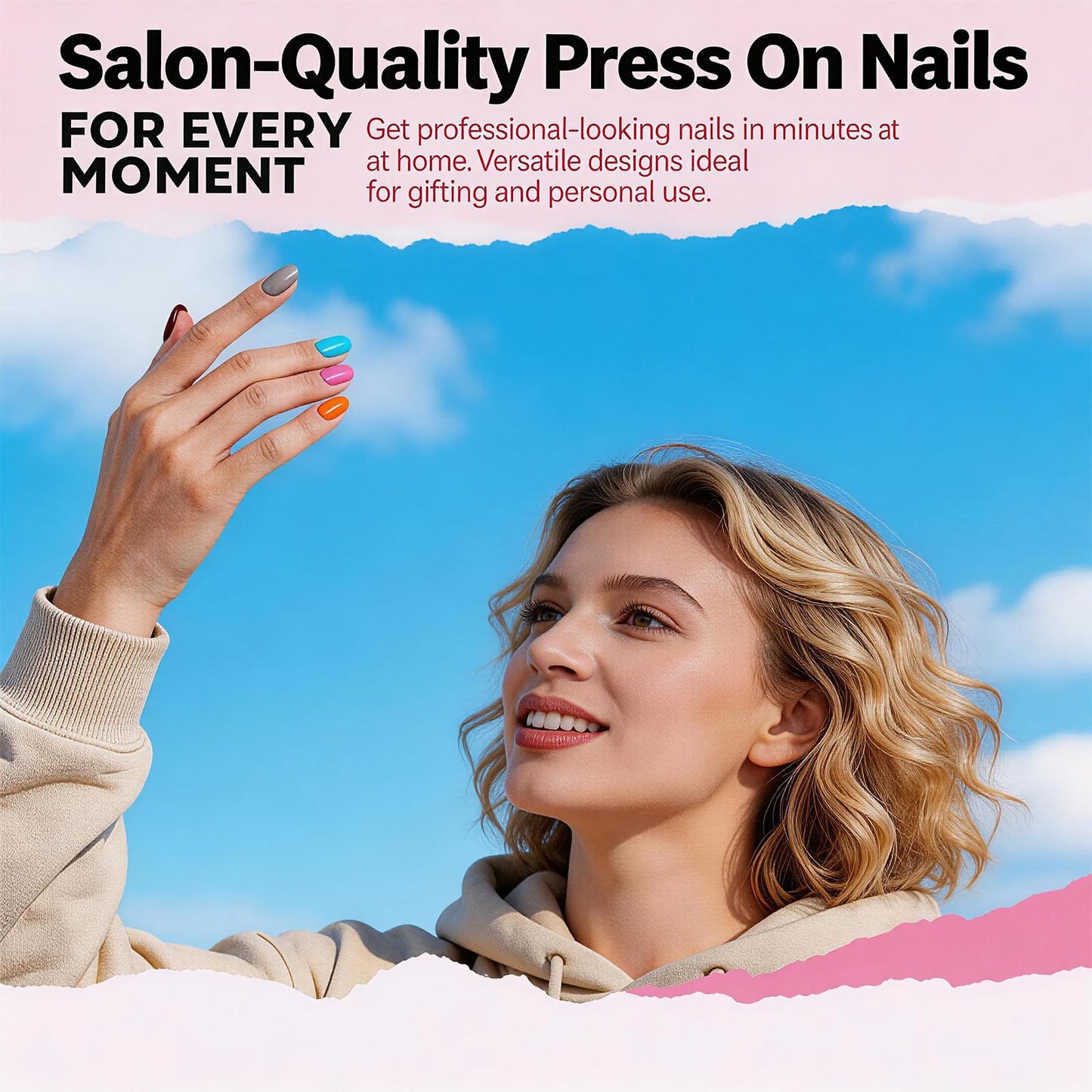 Press On Nails Short, 24 Colors 576PCS Cat Eye Press On Nails, Cat Eye Nails Short Round, Glossy Glitter Finish, Easy Apply Natural Fit, Lightweight for Nail Art Women