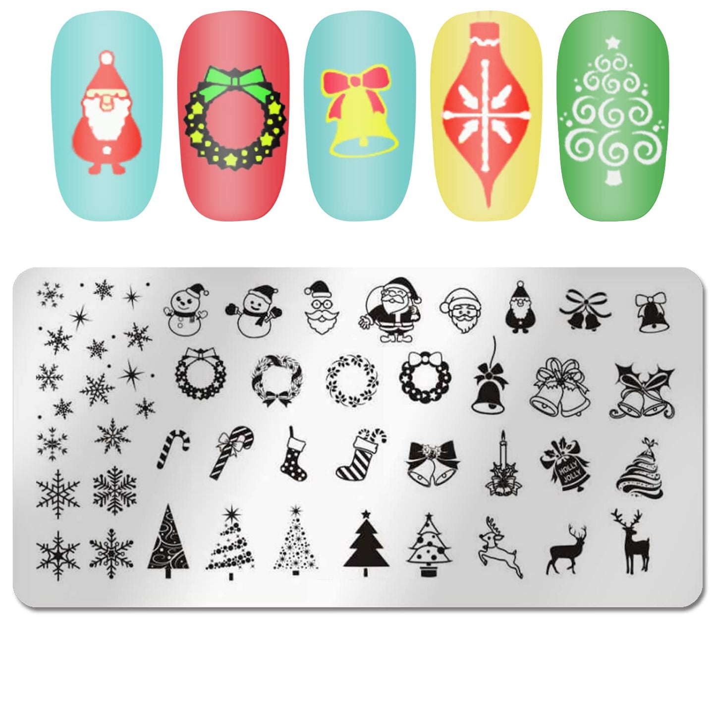 DANNEASY 6 Pieces Christmas Nail Stamping Plate Nail Stamps Snowflake Santa Claus Nail Stencils Holiday Plates for Nails Design Manicure Template Acrylic Nail Art Accessories