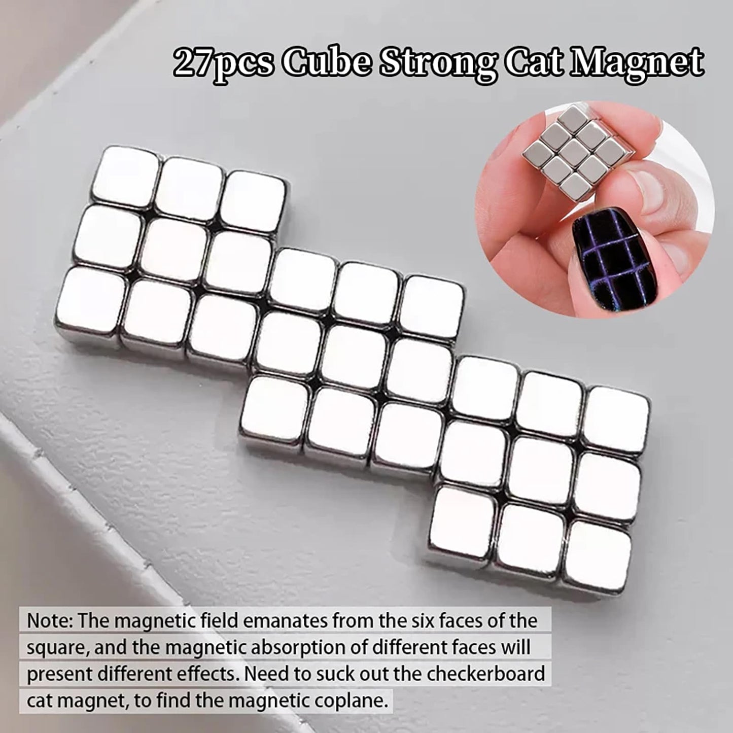 HYWWPFLAY 2Pcs/Set Cat Eye Nail Magnet Tool Square Magnet Stick Multi-Function Cat Eye Gel Nail Polish Magnetic Wand Cat Eye Nail Magnetic Magnet for Nails Salon Accessories