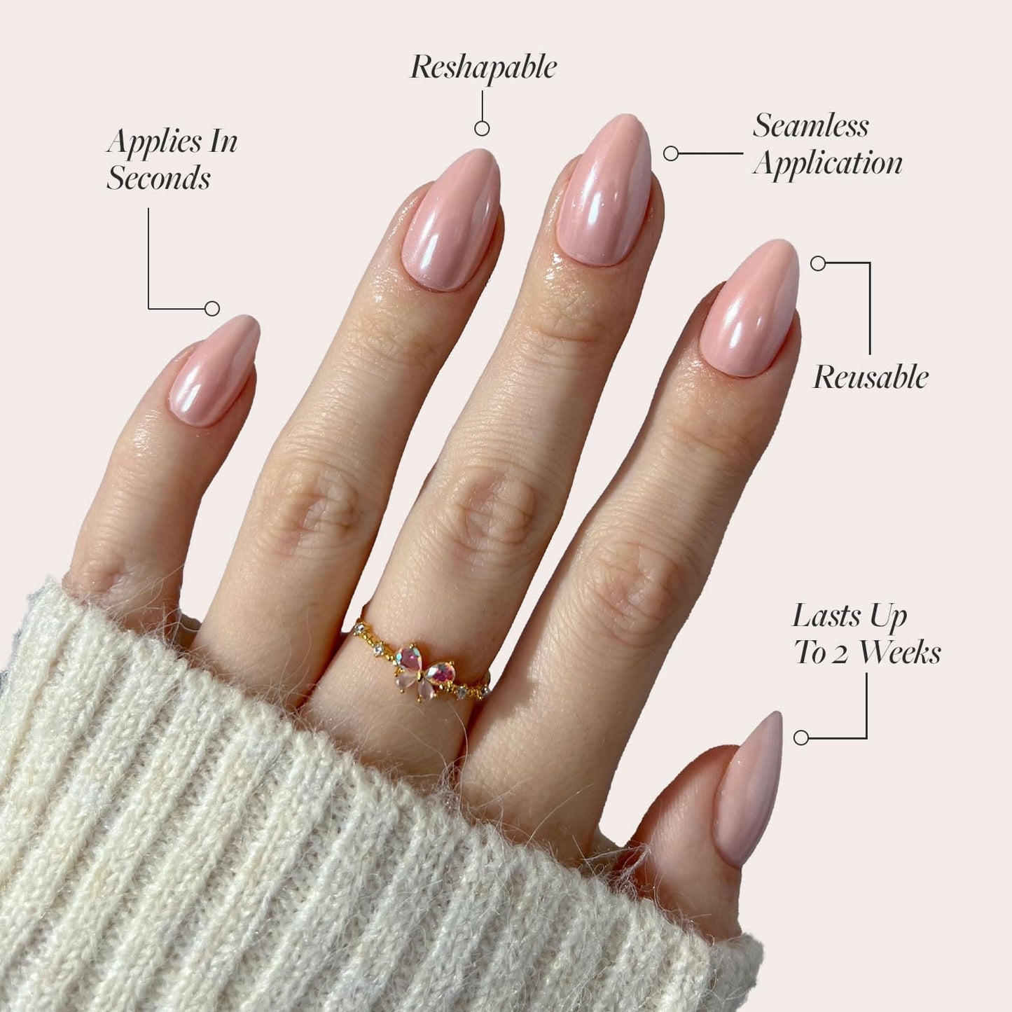Glamnetic Press-On Nails Bundle - First Kiss & Blushing Aura | Glazed Short Almond Neutral Pink Nails | Short Almond Pink Fake Nails with Ombre | Reusable, Salon-Quality Nail Kits