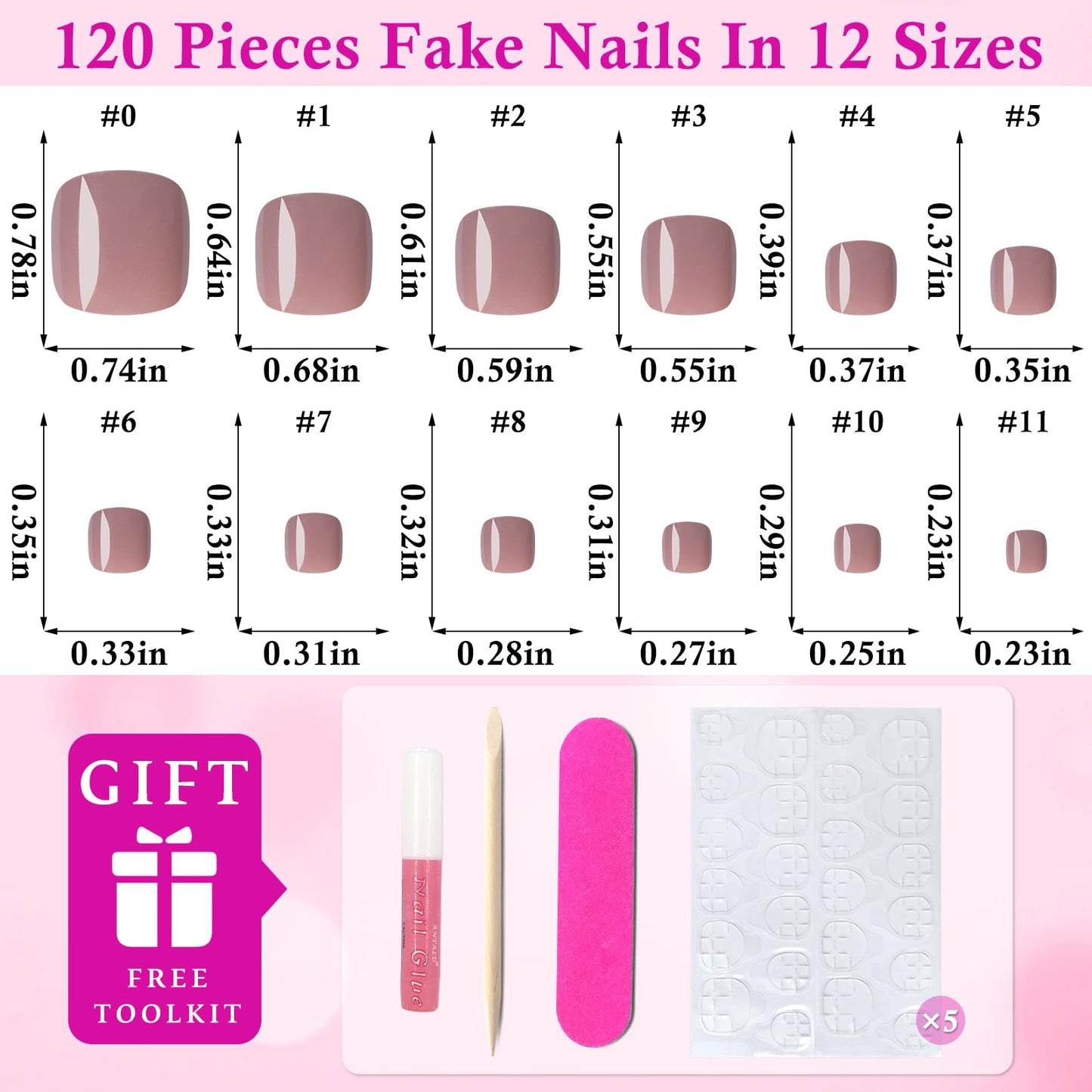 LoveOurHome 120pc Coffee Press on Toenails Women Fake Toe Nails with Tabs, Coffee Fake Toenails Press on Toes Nails Glue on Toenail Acrylic Toe Nail Tip Artificial False Toenail for Women Girl