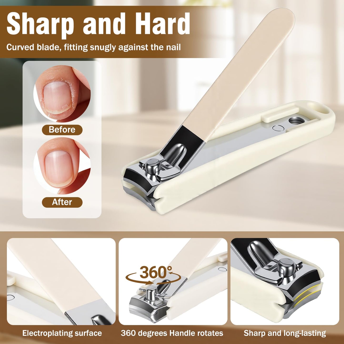 PISEMUAK Manicure Kit, Portable Nail Kit with Travel Case, Stainless Steel Nail Clipper Set for Men Women, Includes 2 Clippers, Scissors, Tweezers, File, Cuticle Pusher & Cleaner