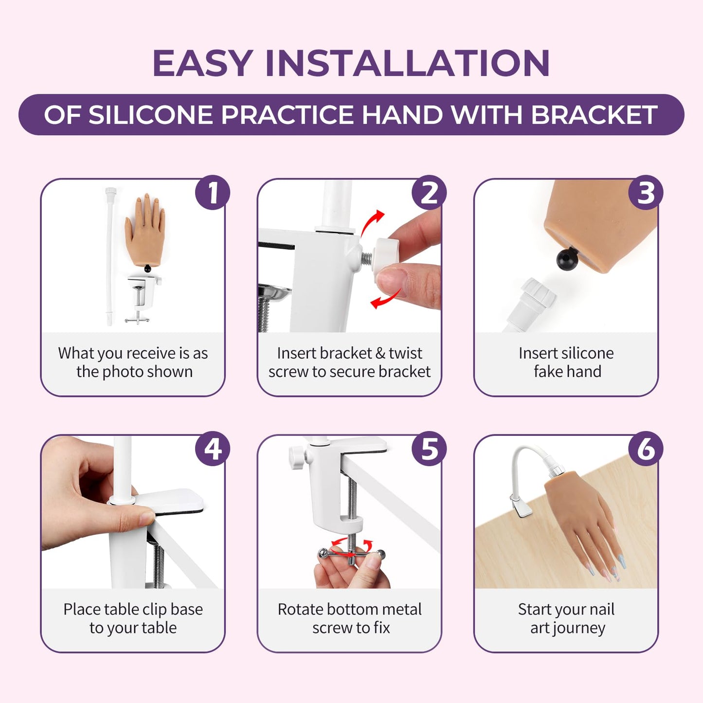 Beginners Practice Hand for Acrylic Nails: Realistic Silicone Nail Hand Practice with Flexible Fingers - Fake Training Hand Mannequin Hand for Nail Techs