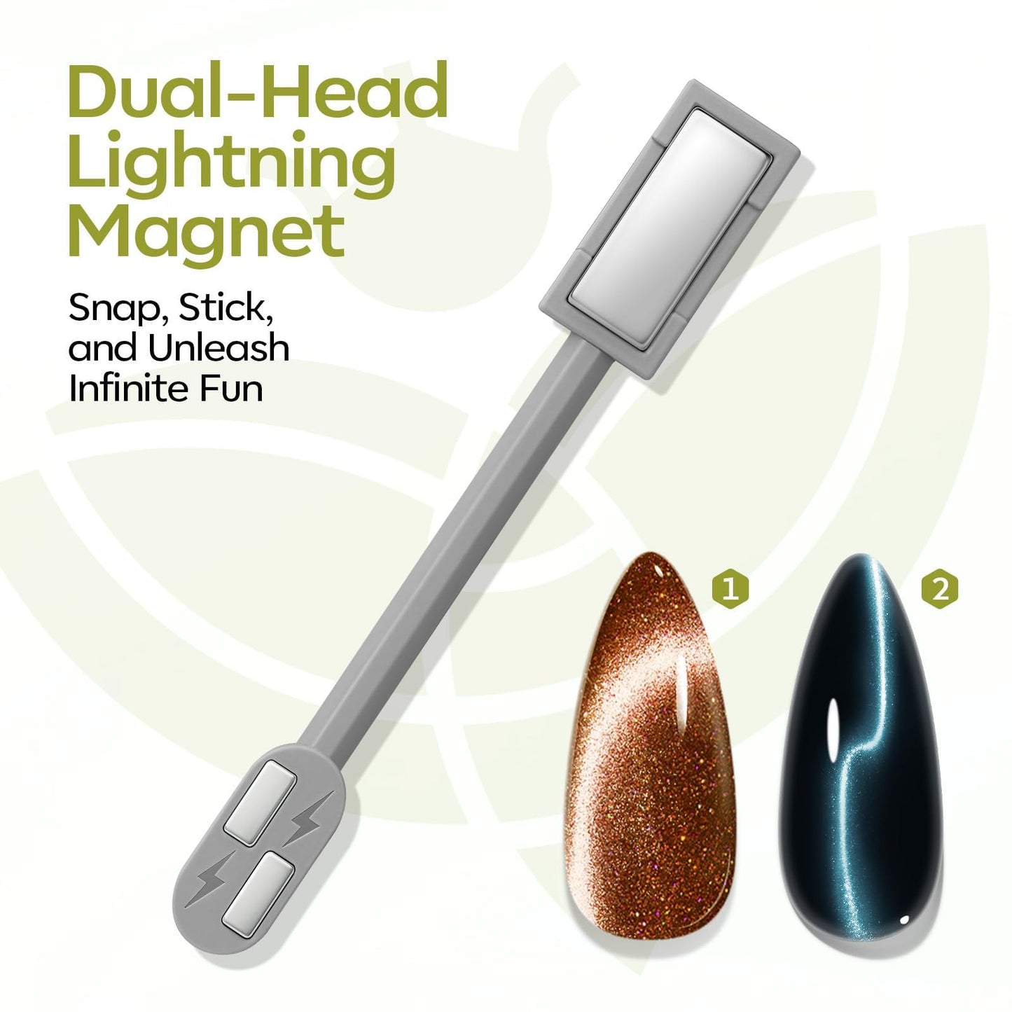 modelones Cat Eye Magnet for Nails, 3-in-1 Green Cateye Gel Polish Magnet Pen & Heart-Shaped Magnet for Nail Art & Ball &Hole &Lightning Magnet, Multi-Effect Magnets for Nail Art Lovers DIY Salon