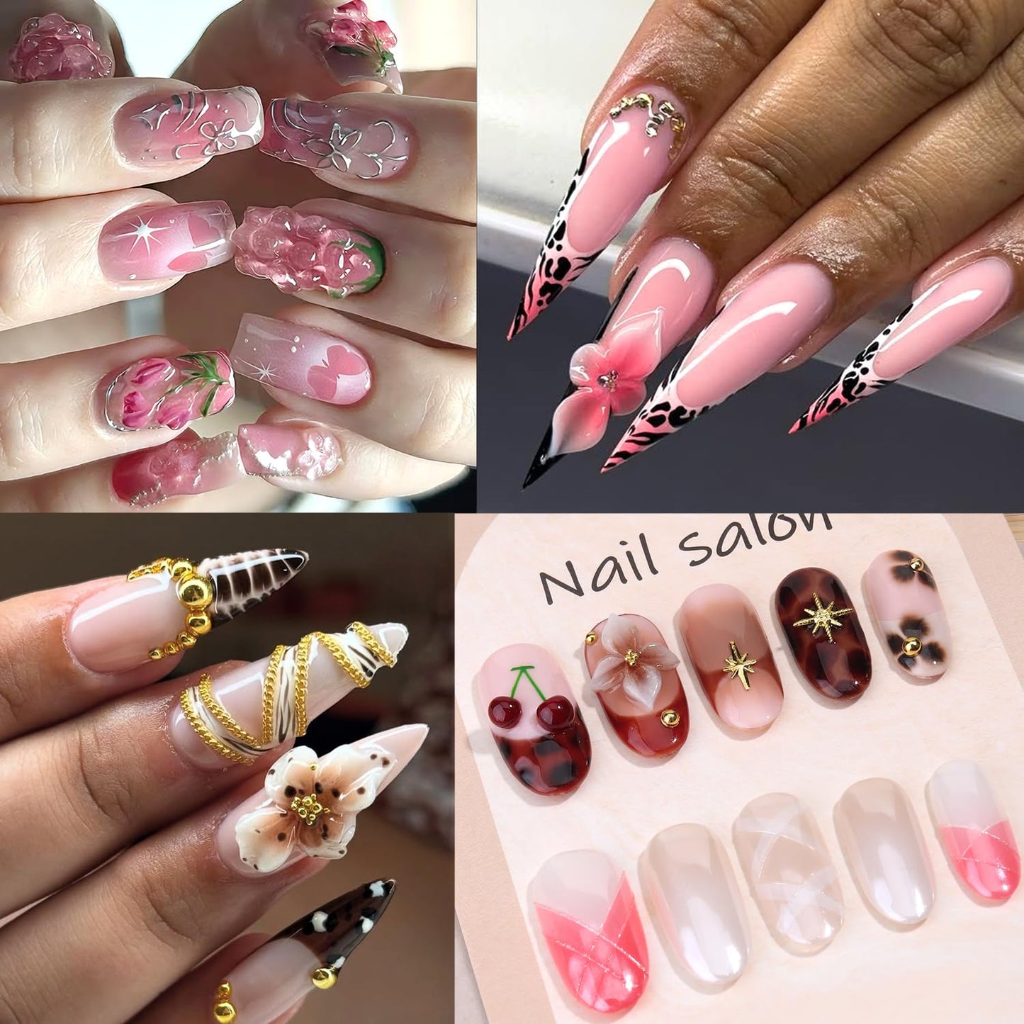 Furtherpretty Cushion Ombre Nail Art Gel Kit with 3D Sculpting Gels, 4 Colors Gradient Painting Gel Polish Set with 100 Sponges, Brush & Carving Pen, Aura Nails DIY Home Manicure Salon Supplies