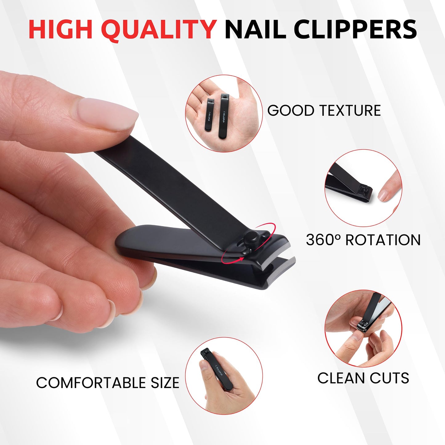 Nail Clipper Set for Men & Women – Stainless Steel Fingernail Clipper & Toe Nail Clippers with Curved & Straight Blades Toe Professional Nail Cutter Kit with Tin Case for Gift & Travel