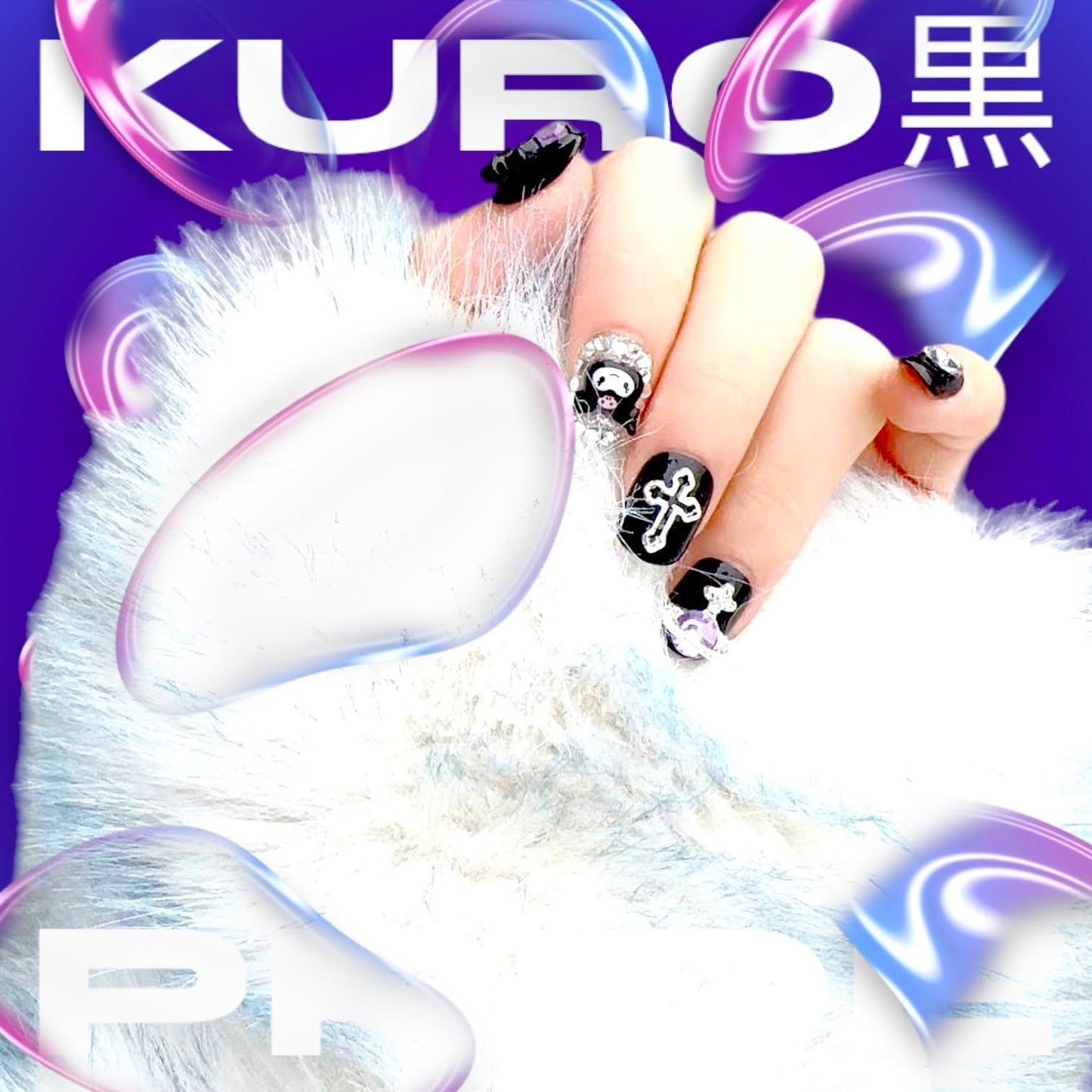 Kawaii Kuromi Pochacco Anime 3D Nail Decal Nana Press on Nails