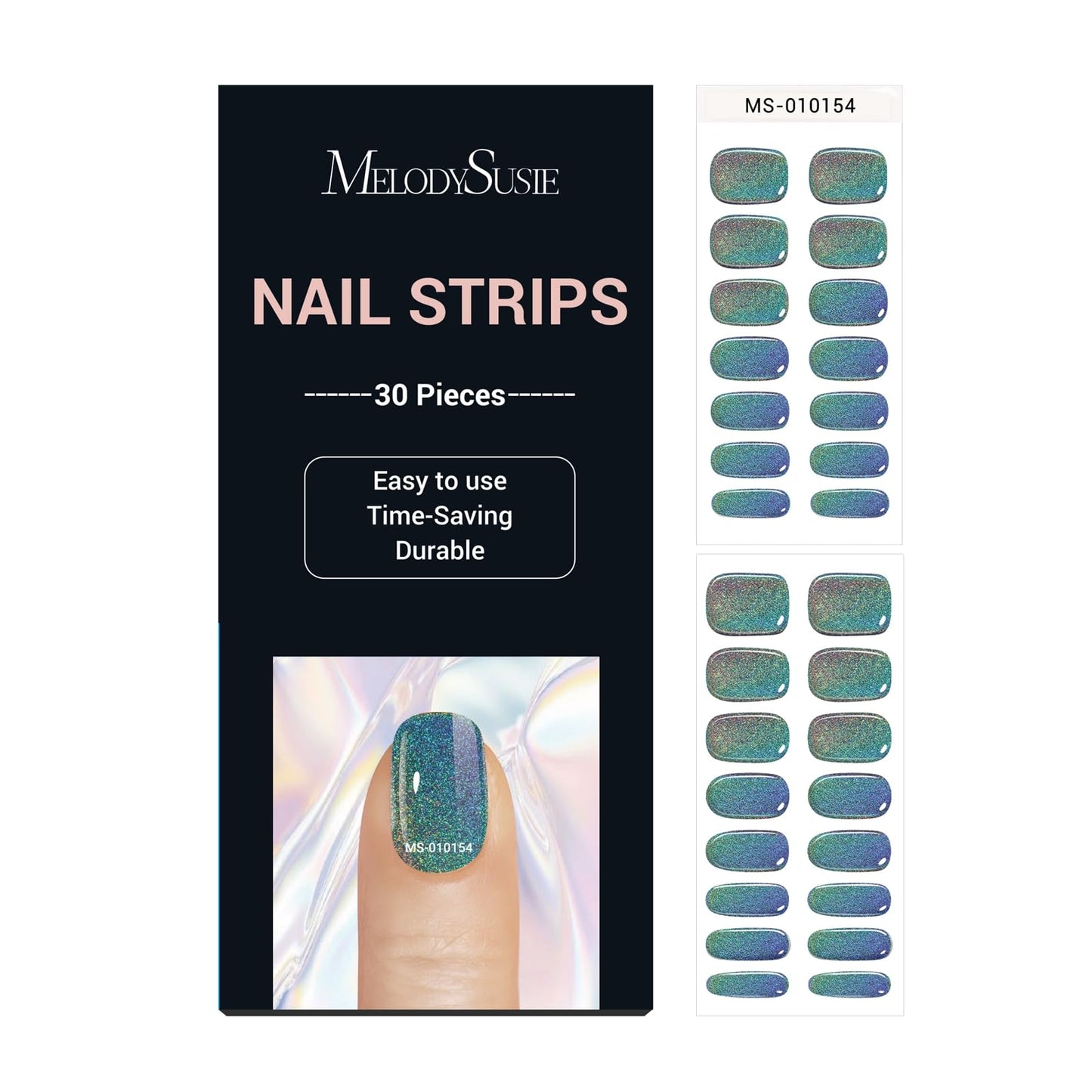 MelodySusie Semi Cured Gel Nail Strips (Chrome)- Works with Nail lamp and MelodySusie 10pcs Nail Drill Bits Set, 3/32 Inch Diamond Cuticle Nail Bits Kit for Nail Drill E-File