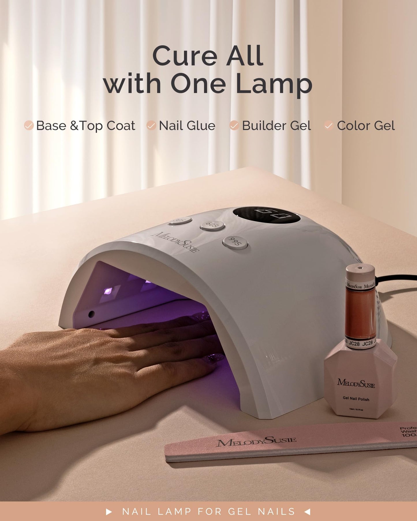 MelodySusie UV Nail Lamp MelodySusie Press-On Nails Short Square White French Tips