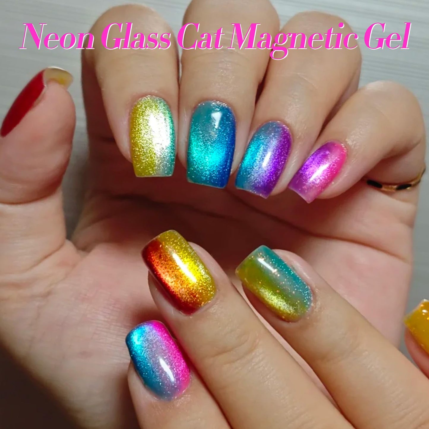 Born Pretty Cat Magnetic Eye Gel Nail Polish Neon Glazed Glass Crystal Magnetic Gel Spring Summer Yellow Green Pink Blue Purple Translucent Gel Polish Set Manicure Nail Art DIY at Home