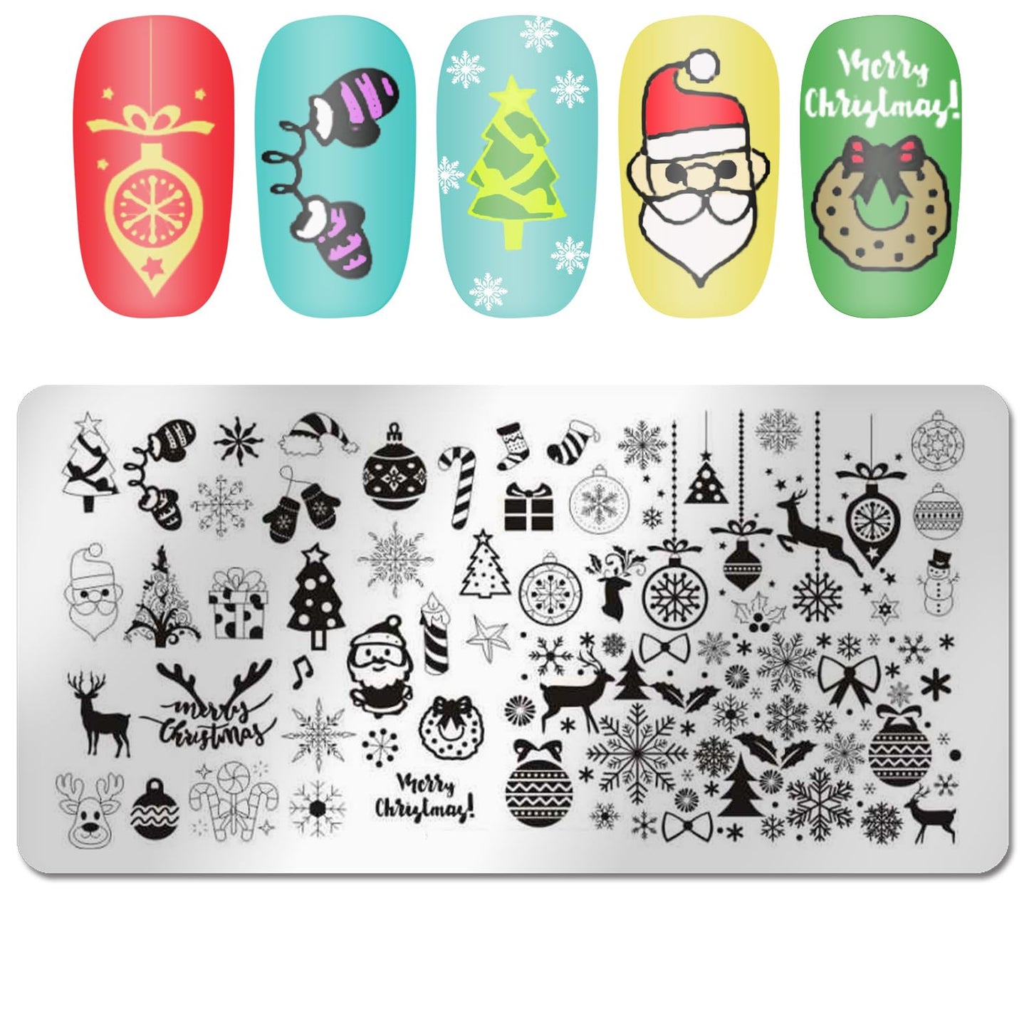 DANNEASY 6 Pieces Christmas Nail Stamping Plate Nail Stamps Snowflake Santa Claus Nail Stencils Holiday Plates for Nails Design Manicure Template Acrylic Nail Art Accessories