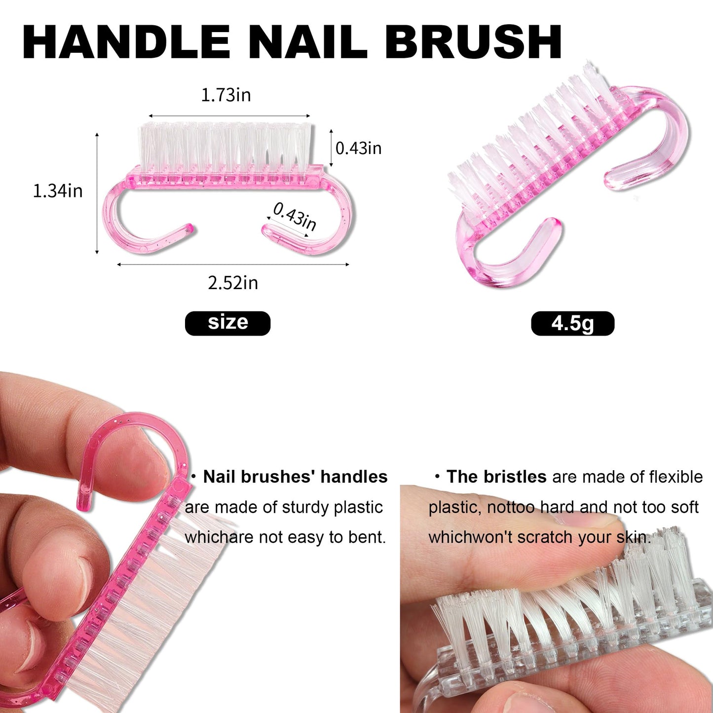 HaimiLiya Pre-treatment Horseshoe Cuticle Pusher and 100/150/180/240 Grit Sandpaper Sheets Nail Brush Set, Nail Care Nail Prep for Manicure Pedicure Nail Art