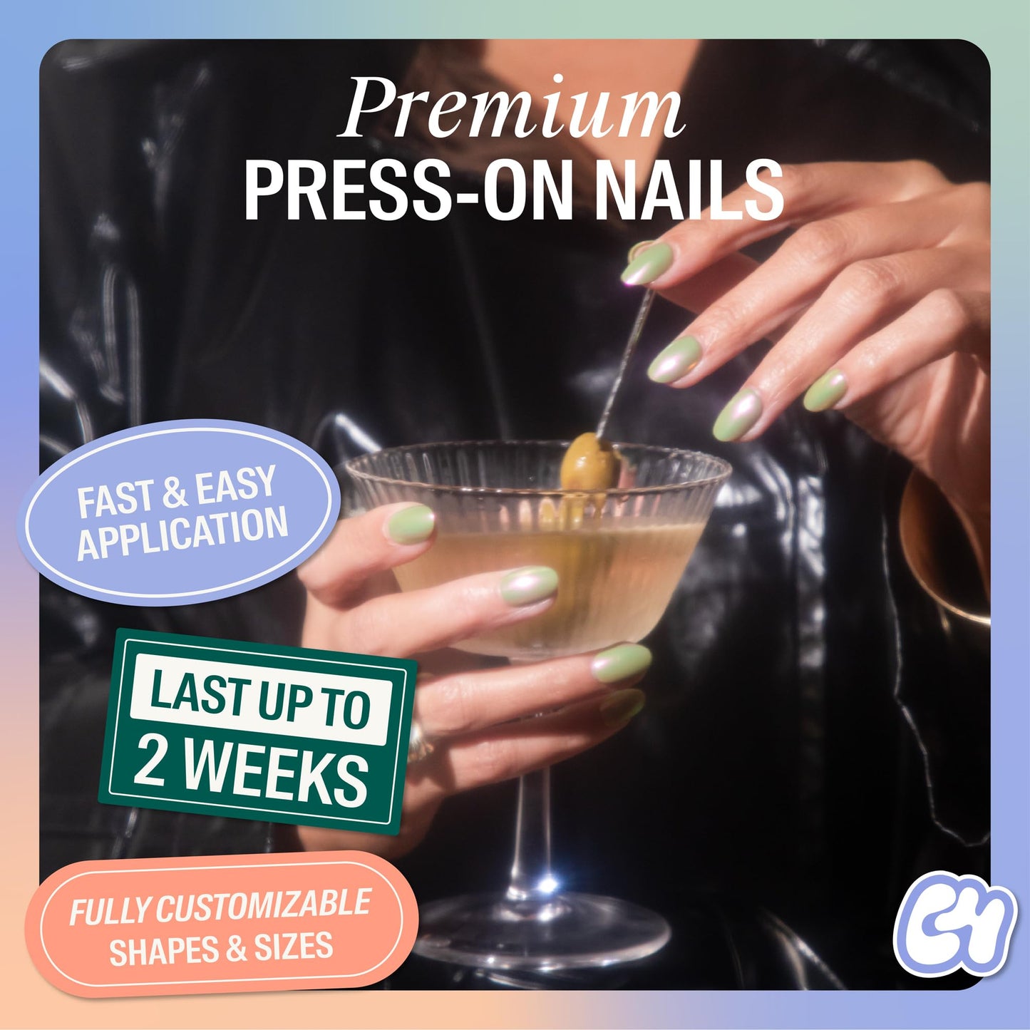 Chillhouse - Chill Tips, Press on Nails Kit - Patina Party (Oval) - 30 Nail Shapes & Sizes - Up to 2 Weeks of Wear - Customizable Fit - Reusable - Latina Founded & Women Owned - Beauty & Self Care