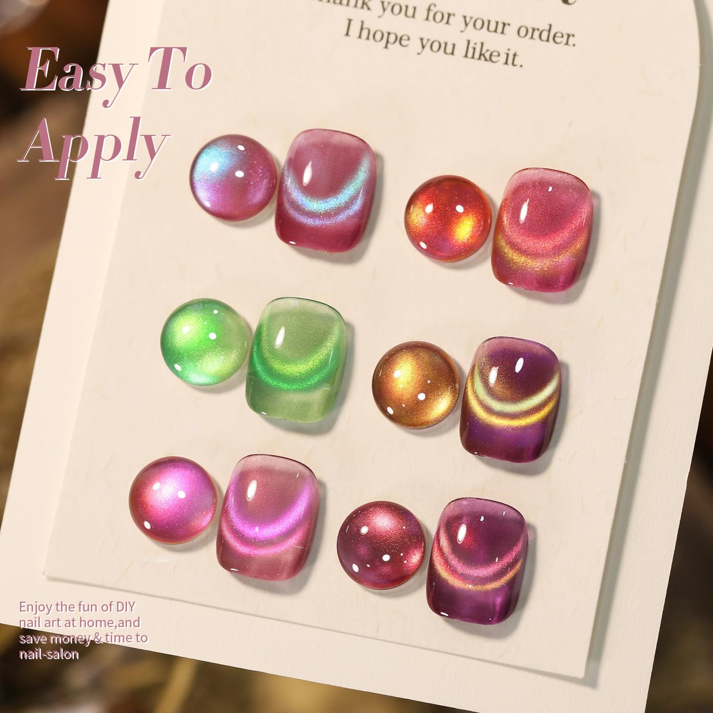 Born Pretty Cat Magnetic Eye Gel Nail Polish Rainbow Aurora Cat Magnetic Gel Polish Pink Green Blue Yellow Glitter Holographic Cat Magnetic Eye Gel Manicure Nail Art DIY, Firefly Aurora Series 6PCS