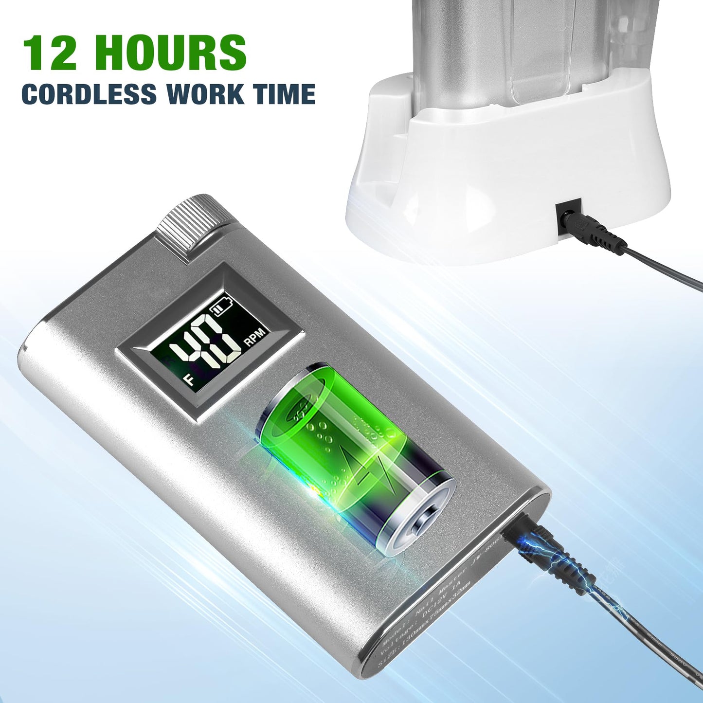 Nail Drill Professional, HoMove 2-in-1 40,000 RPM Cordless Nail Drill Rechargeable, Powerful Efile Nail Drills for Gel Dip Acrylic Nails/ Nail Art Salon/ Home Use