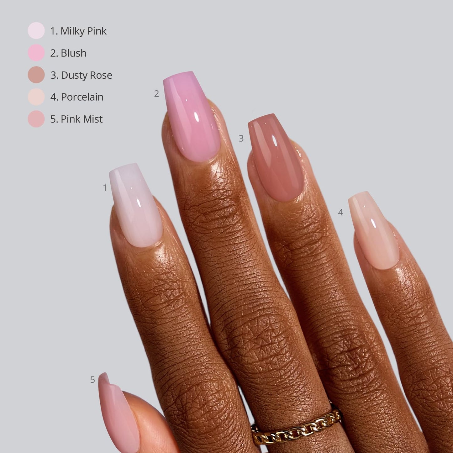 BTArtboxnails XCOATTIPS Bare 5-Shades Nude Press on Nails - 4-Week Wear Short Coffin Press on Nails, Easy to Apply, Soak Off, Salon Quality Value at Home, 16 Sizes - 160 Fake Nails