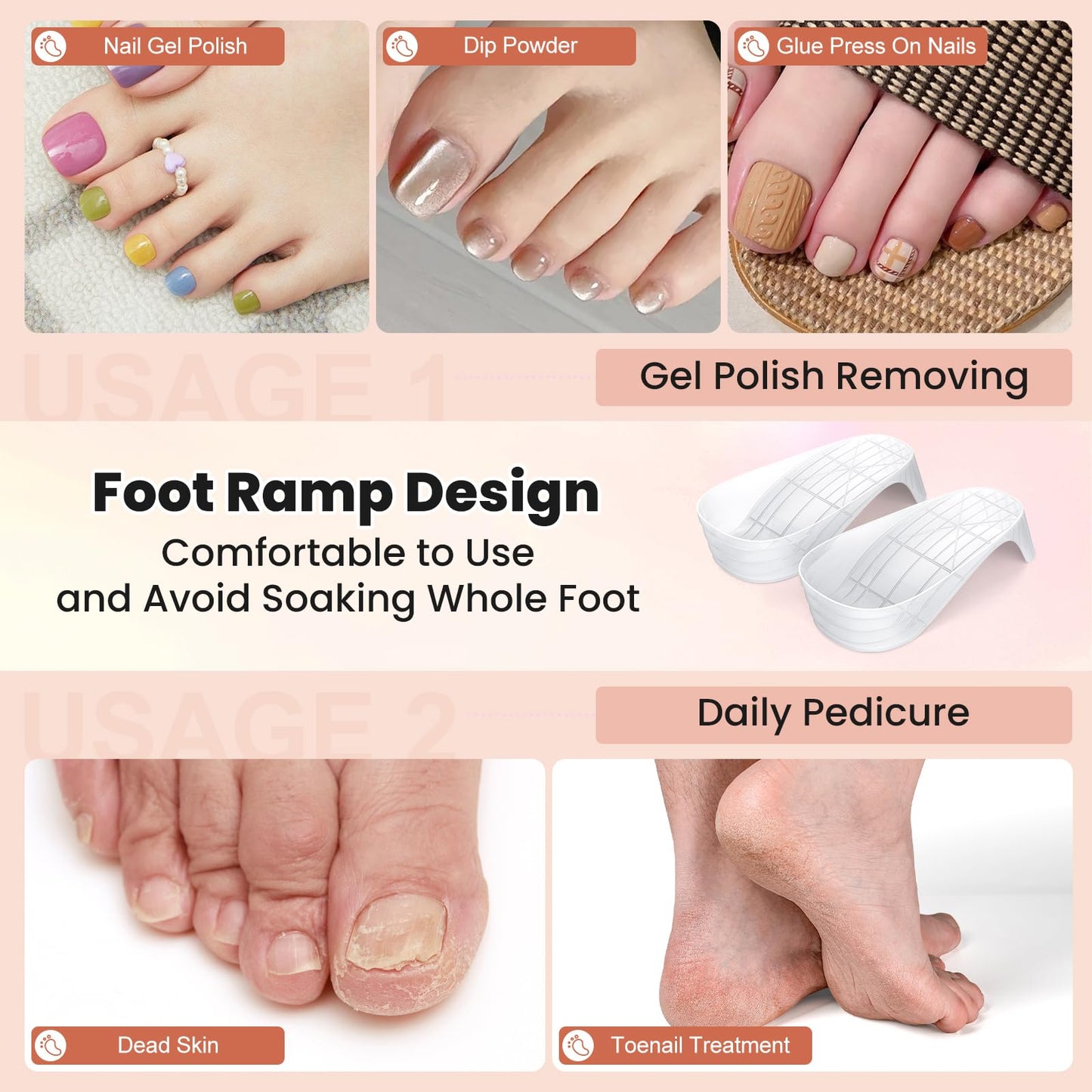 Yokilly Toe Nail Soaking Bowl: Large Size Acetone Proof Toe Soaking Tray for DIY enthusiasts Home Use - Shoe Design Foot Soaking Bath Tub for Soak Off Dip Powder Gel Polish Remover (Clear)