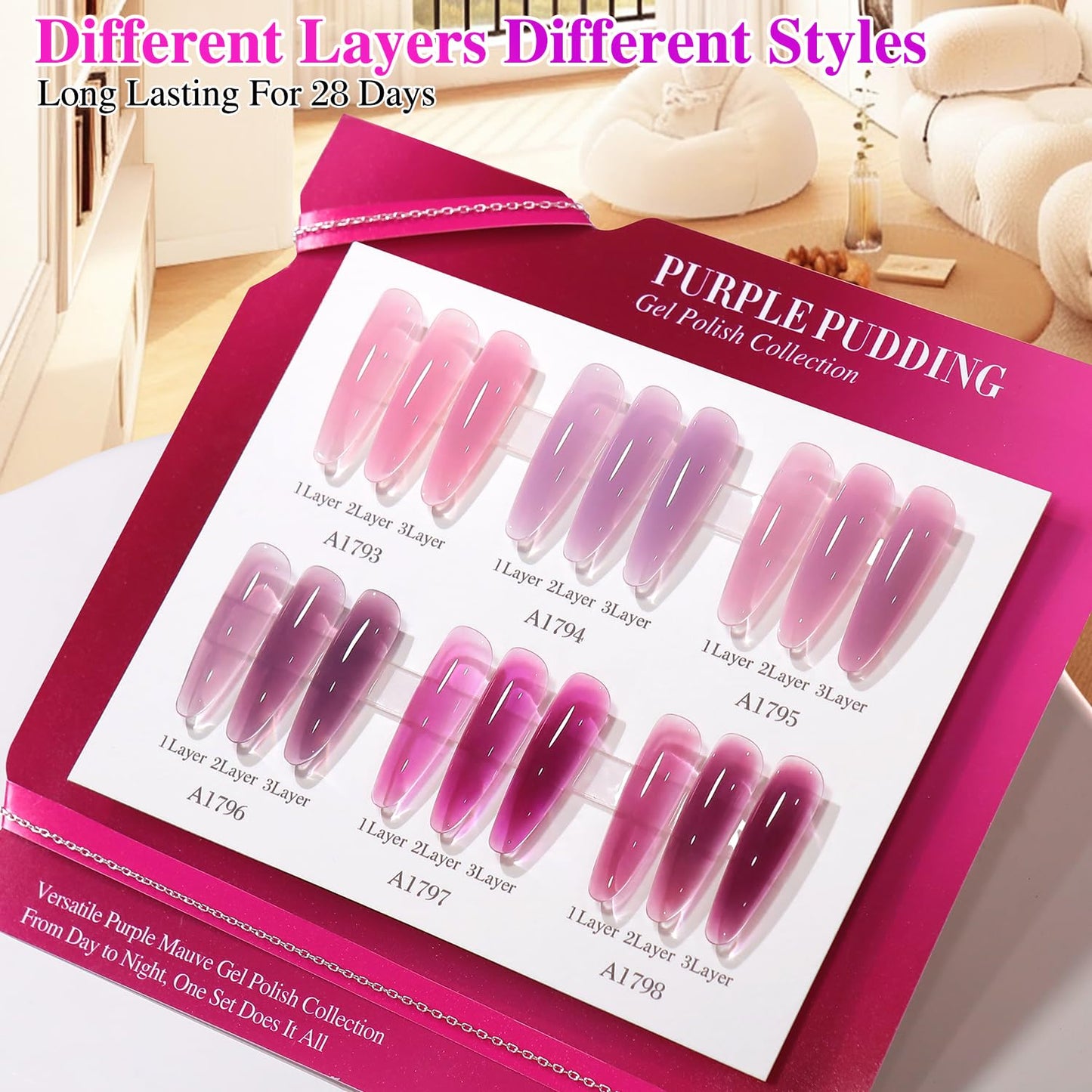 Double Rhythm 6 Pcs 15 ML Gel Polish Set Same Color Same Bottle Soak Off Gel Polish Kit Nail Art Manicure Salon DIY at Home for Women (Jelly Plum Purple Lavender- T6-98)