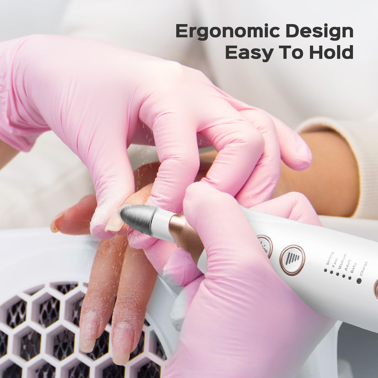 COSLUS C30 Professional Manicure Pedicure Kit: 5 in 1 Electric Nail File Set Toenail Grinder, 5 Speed Cordless Nail Drill for Thick Nail Toenail Cuticle, Hand Feet Trimmer Buffer for Women Men Baby