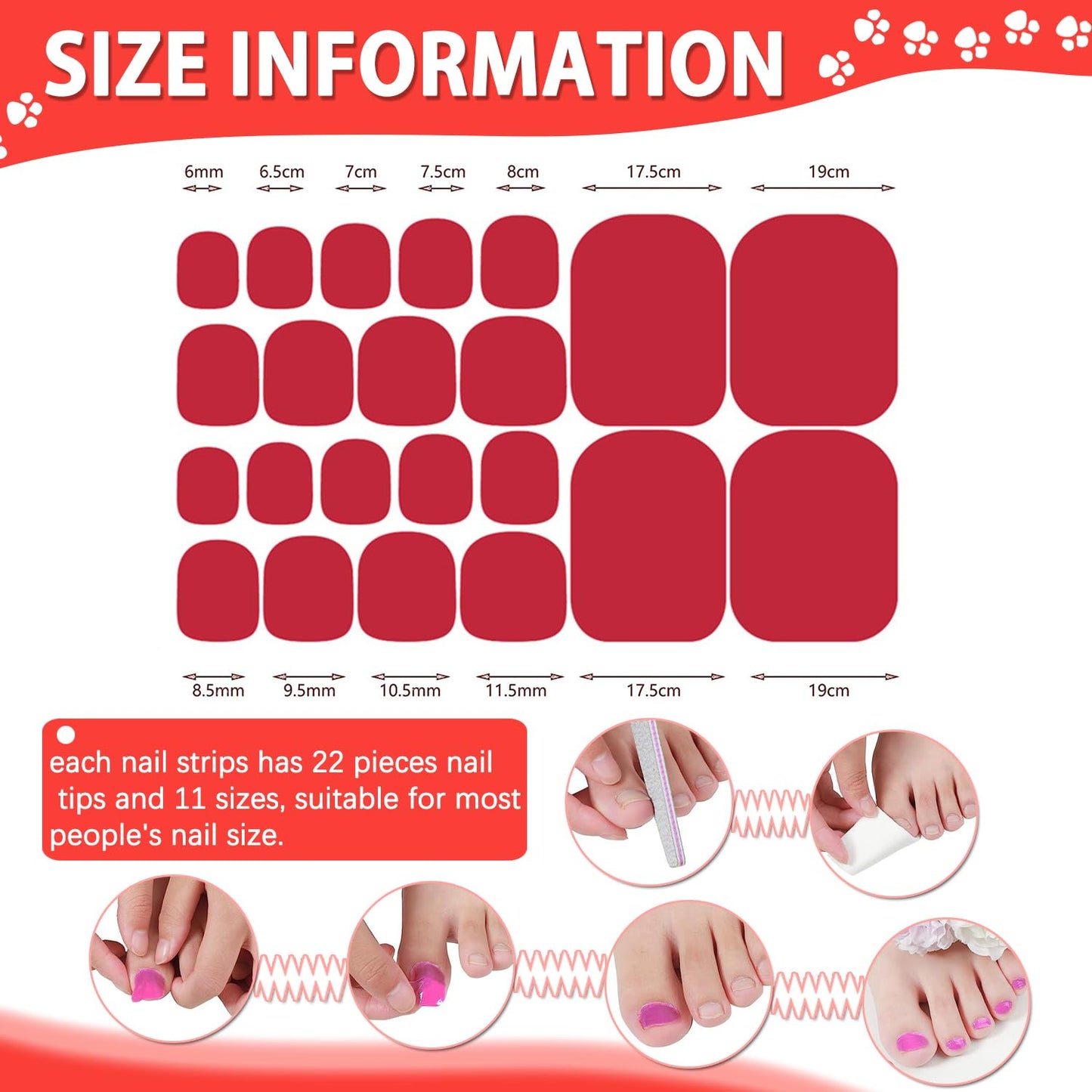 DANNEASY 20 Color Toenail Nail Stickers and Wraps - Full Nail Polish Strips with Adhesive, Gel Nail Polish, File and Cuticle Stick