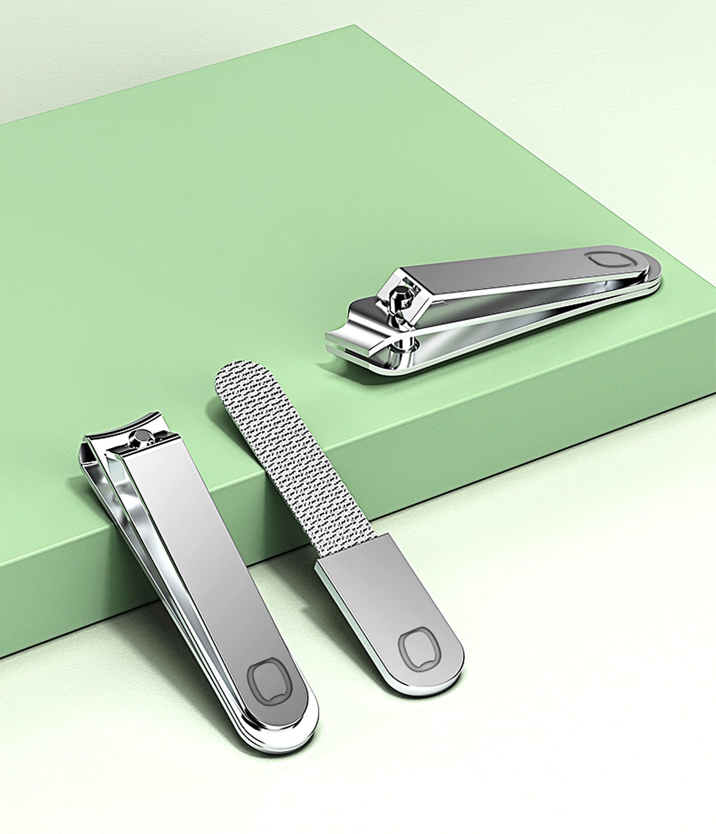 Portable 3-in-1 Stainless Steel Manicure Set with Macaron Green Carrying Case - Includes Nail Clippers, Nail Files, and Cuticle Trimmer - Ideal Travel Nail Cutter Kit for Men and Women