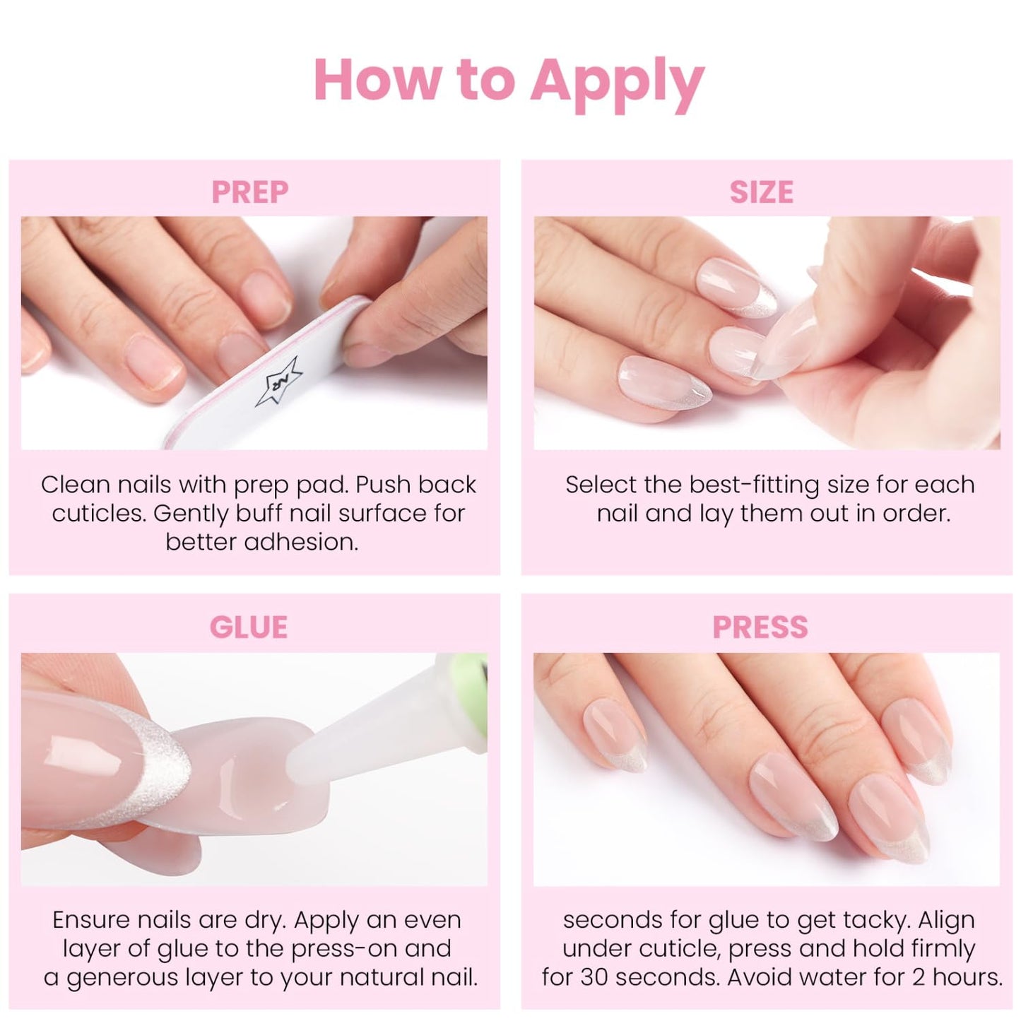 Nail Reformation Press On Nails, Shooting Star | Pink Long Coffin Fake Nails with 3D Metallic in a Glitter Finish, Reusable Stick On Nails in 15 Sizes - 30 False Nail Kit with Glue, Gifts for Women