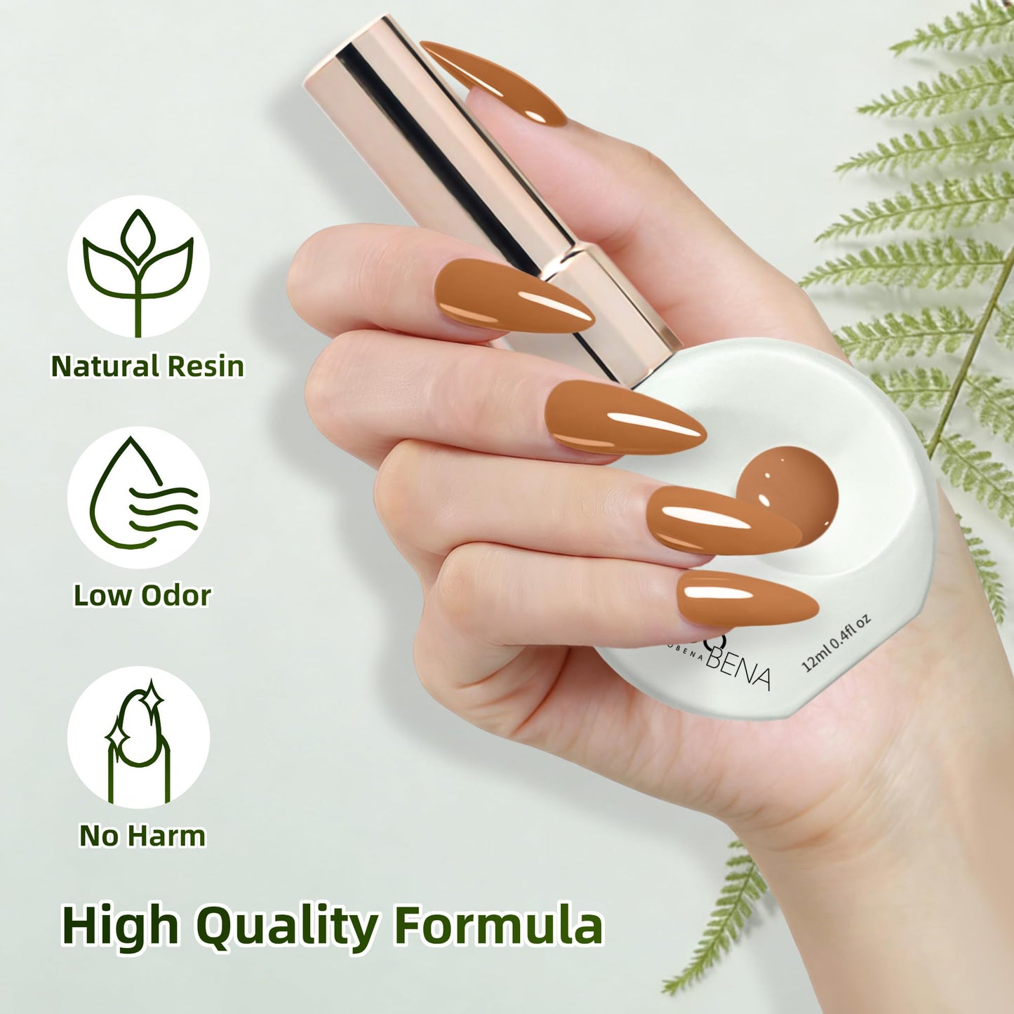 Woobena 8 Colors Gel Nail Polish Set, Nail Polish Gel UV Brown Gel Polish Kit with Long Lasting, Salon-Quality Gel Polish Colors for DIY Nail Art at Home HEMA/TPO Free