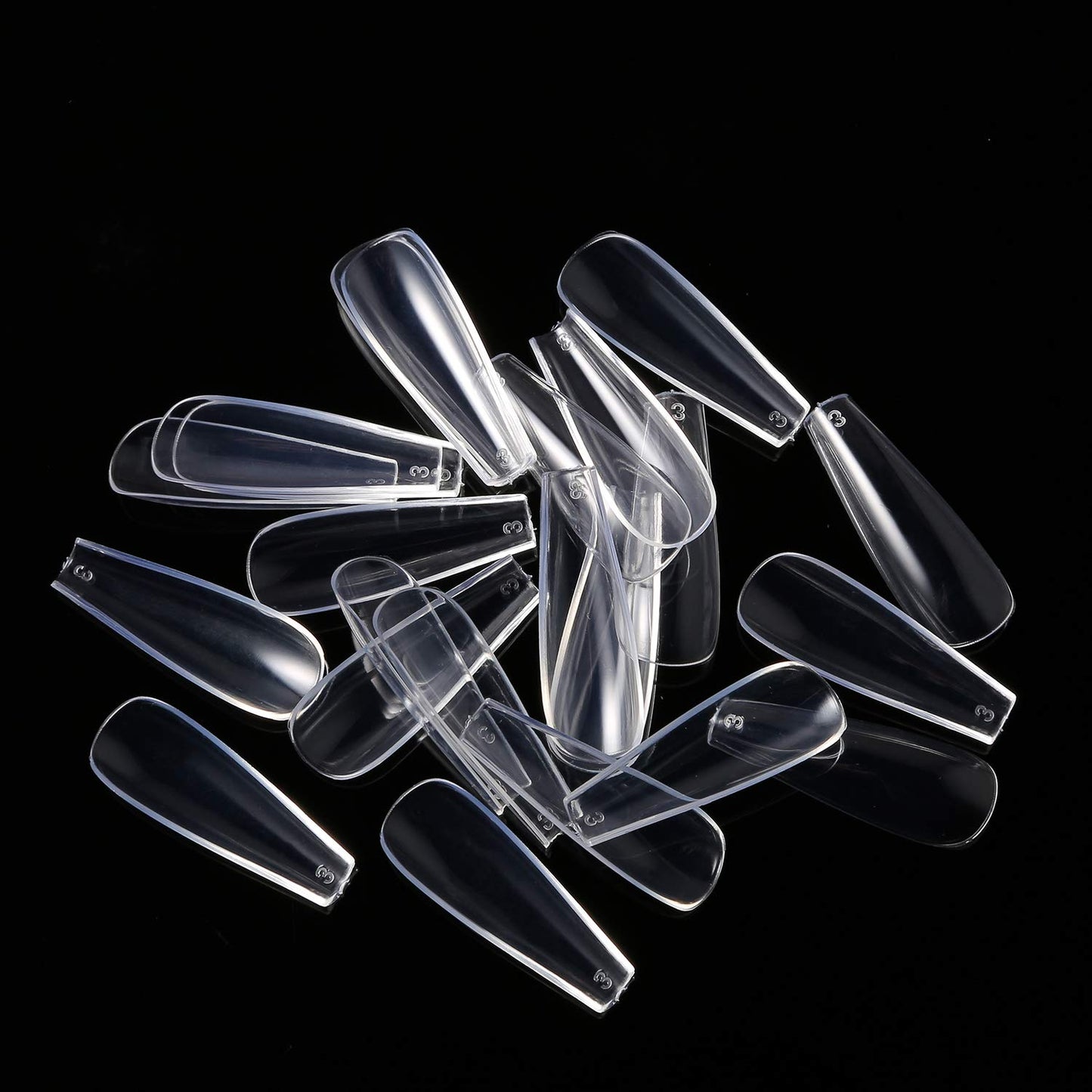 600Pcs Long Coffin Fake Nails Clear Full Cover Acrylic False Nail The Non-Trace Ballerina Nail Tips 10 Sizes With Bags For Nail Salons And DIY Nail Art at Home