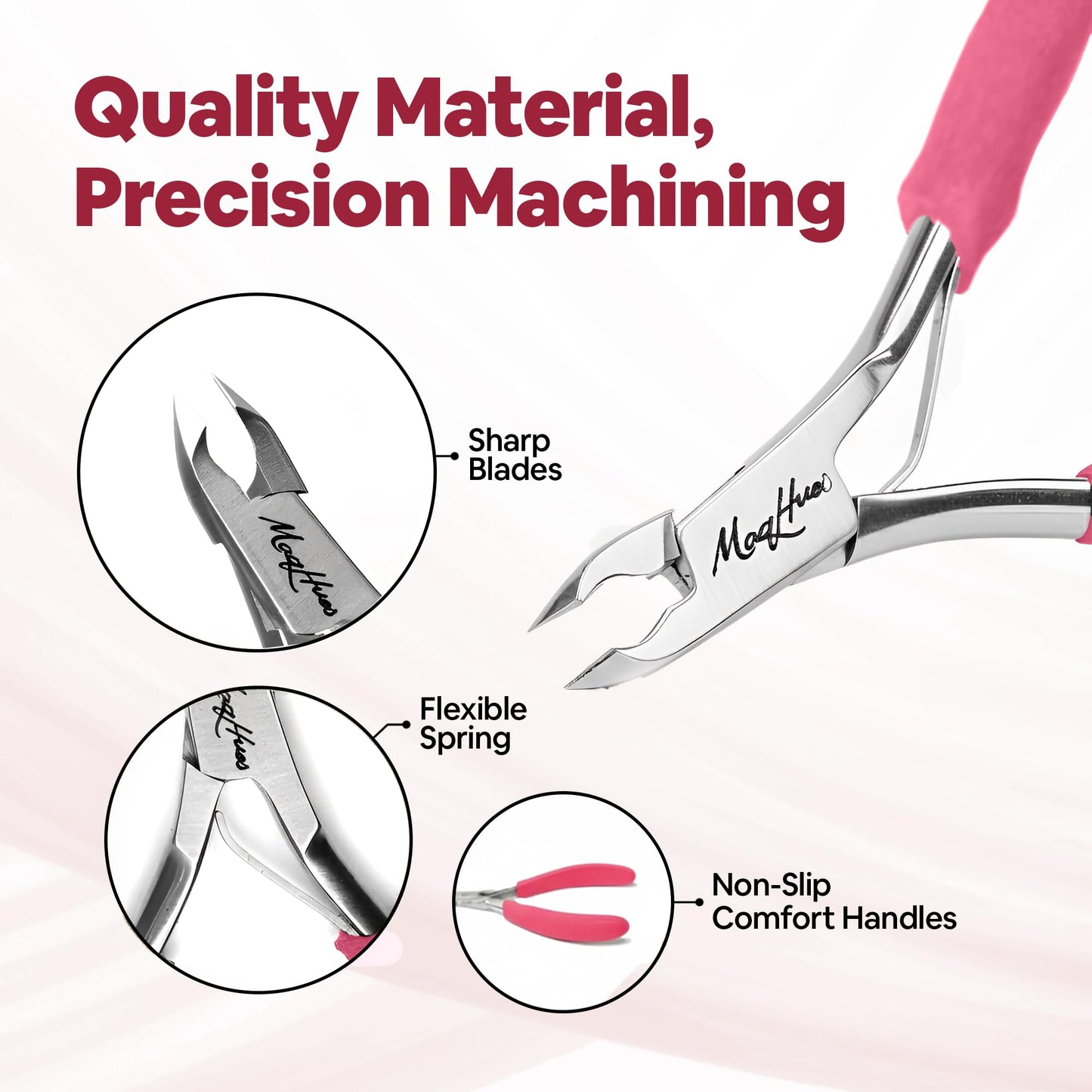 Women Professional 2 PCS Cuticle Nippers/Cuticle Trimmer, Sharp Precise 4mm Half Jaws, Non-Slip Comfort Grip, In Cute Travel Case, Cuticle Cutter/Cuticle Clippers 420 Stainless Steel Manicure Pedicure