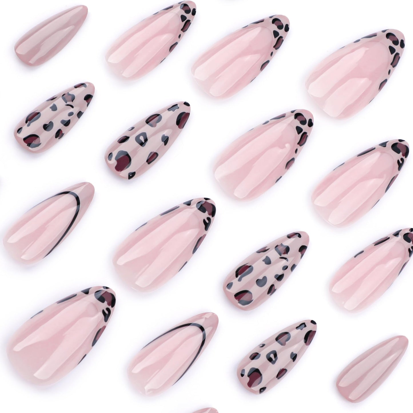 Press-On Nails – Short Almond & Square Styles | Nude, Chrome, Cat Eye, Glitter, French | Reusable with Nail Glue & Tape | 24 pcs kit | Salon Look in Minutes (G-Champagne, Medium)