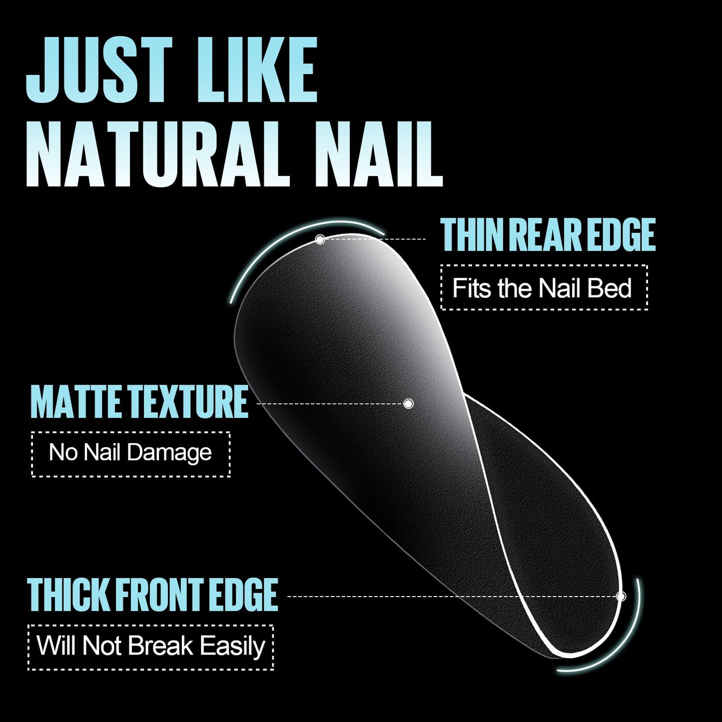 TOMICCA Short Almond Nail Tips, 360Pcs Full Cover Double Sided Matte Gel Nails,15 Sizes Acrylic Short Fake Nails for Nail Extensions Home Diy Salon