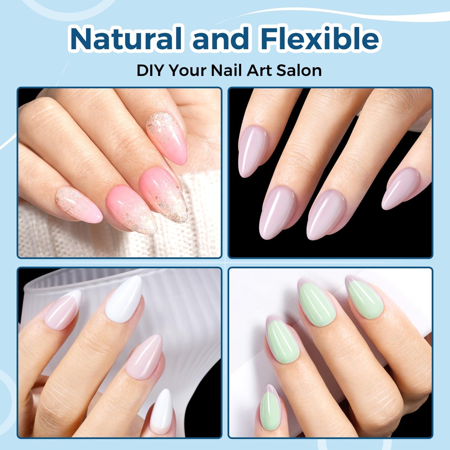 TOMICCA Short Almond Nail Tips, 510pcs 15 Sizes Pre-Shaped Soft Acrylic Gel Nail Tips Almond Shape Clear Press on Nails Extensions False Nails for Nail Manicure Salon Beginner Home DIY