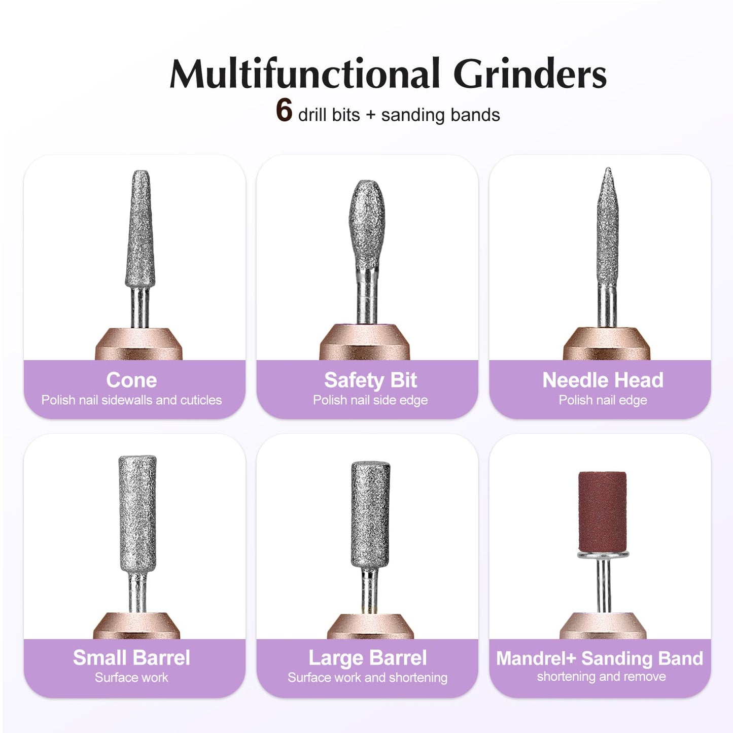 COSLUS Electric Nail Drill File Professional: for Acrylic Gel Dip Powder Nails Portable Nail Drill Machine Kit and Professional Manicure Pedicure Kit: 5 in 1 Electric Nail File Set